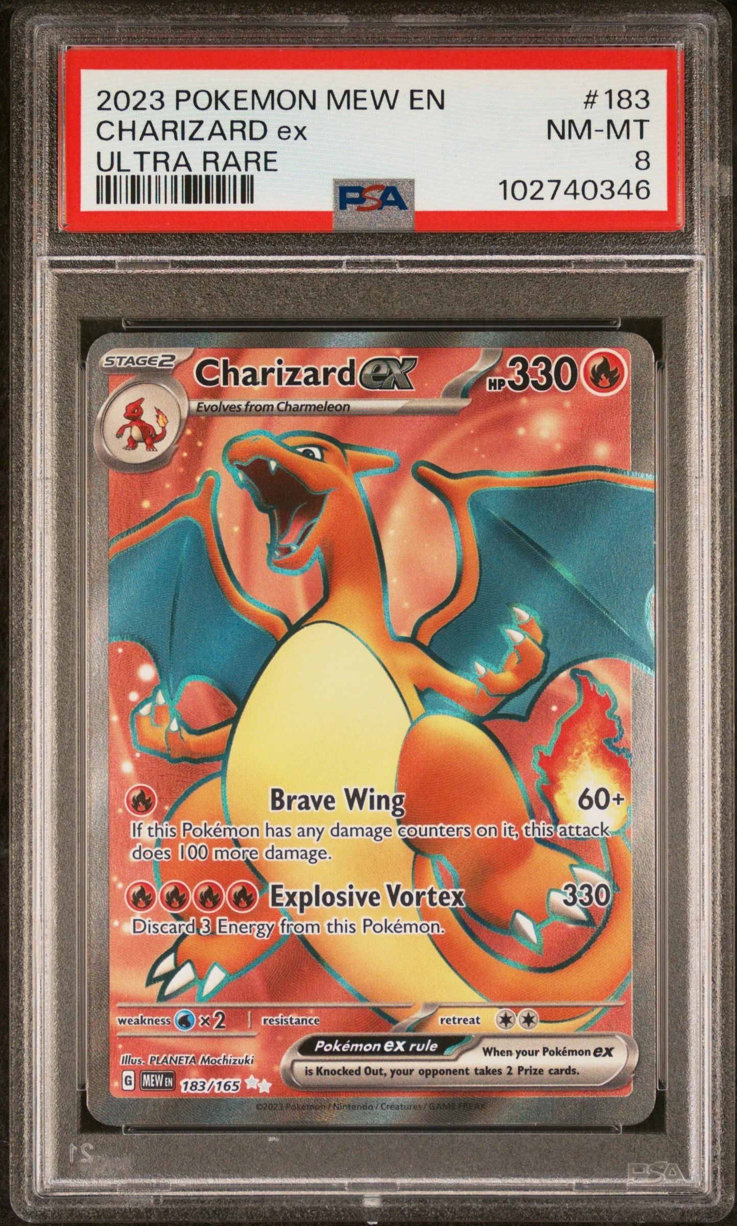 CHARIZARD ex | 2023 POKEMON MEW EN-151 183 | ULTRA RARE | PSA NM-MT 8