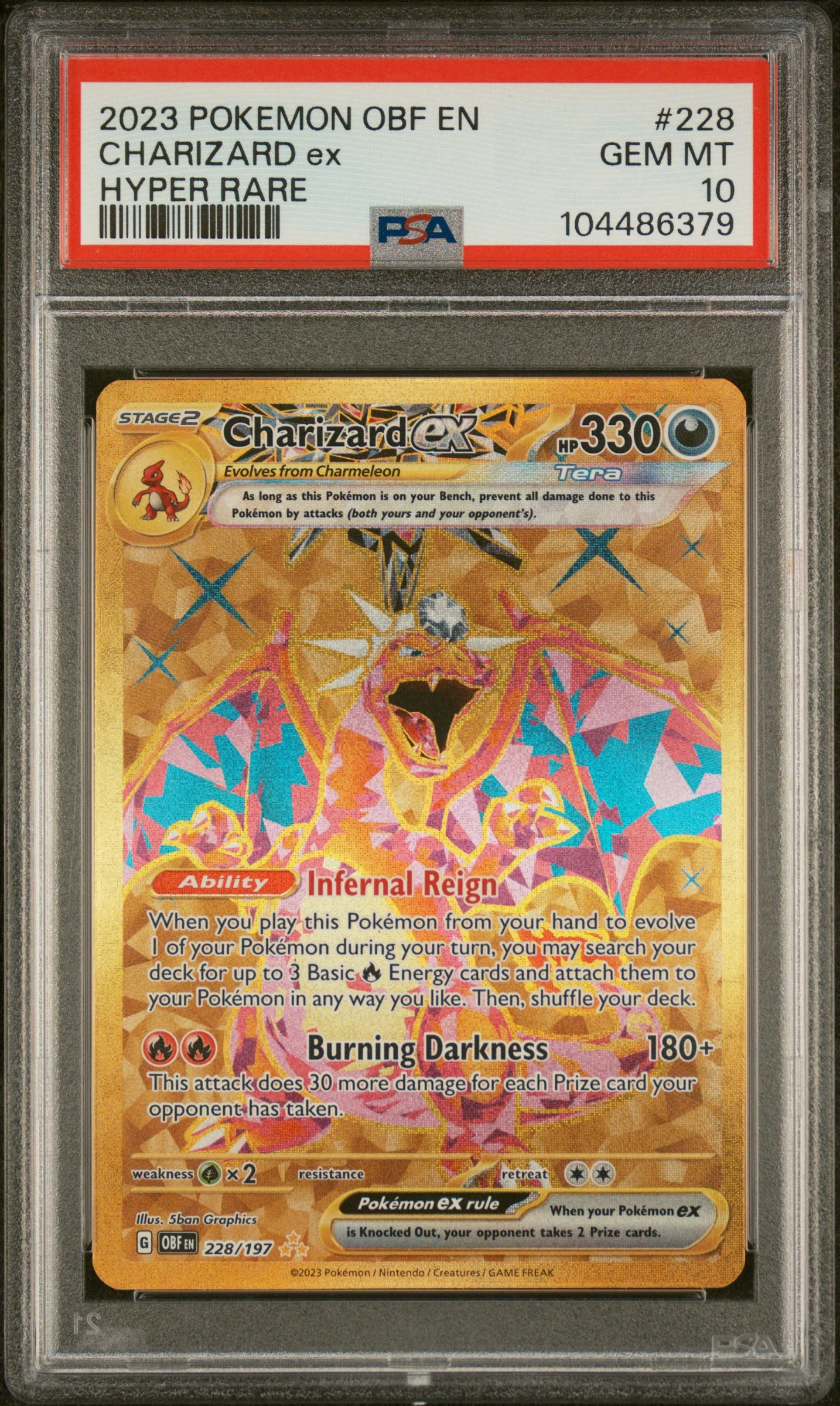 CHARIZARD ex | 2023 POKEMON OBF EN-OBSIDIAN FLAMES 228 | HYPER RARE | PSA GEM MT 10