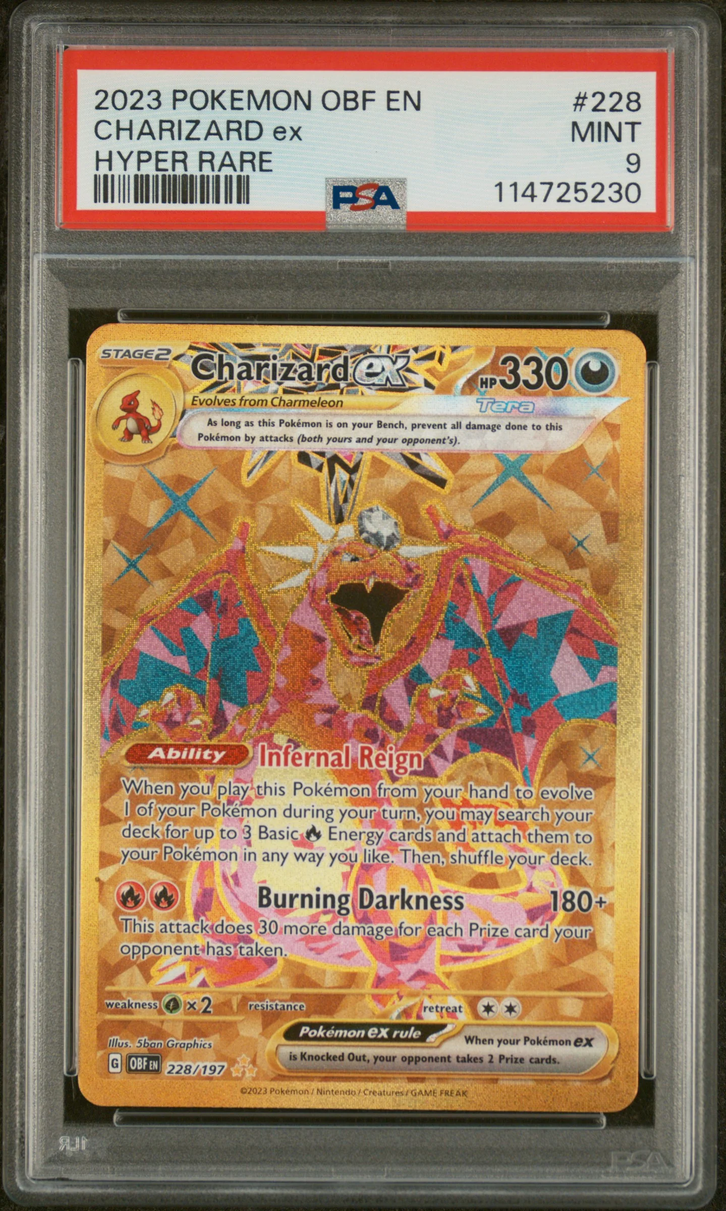 CHARIZARD ex | 2023 POKEMON OBF EN-OBSIDIAN FLAMES 228 | HYPER RARE | PSA MINT 9