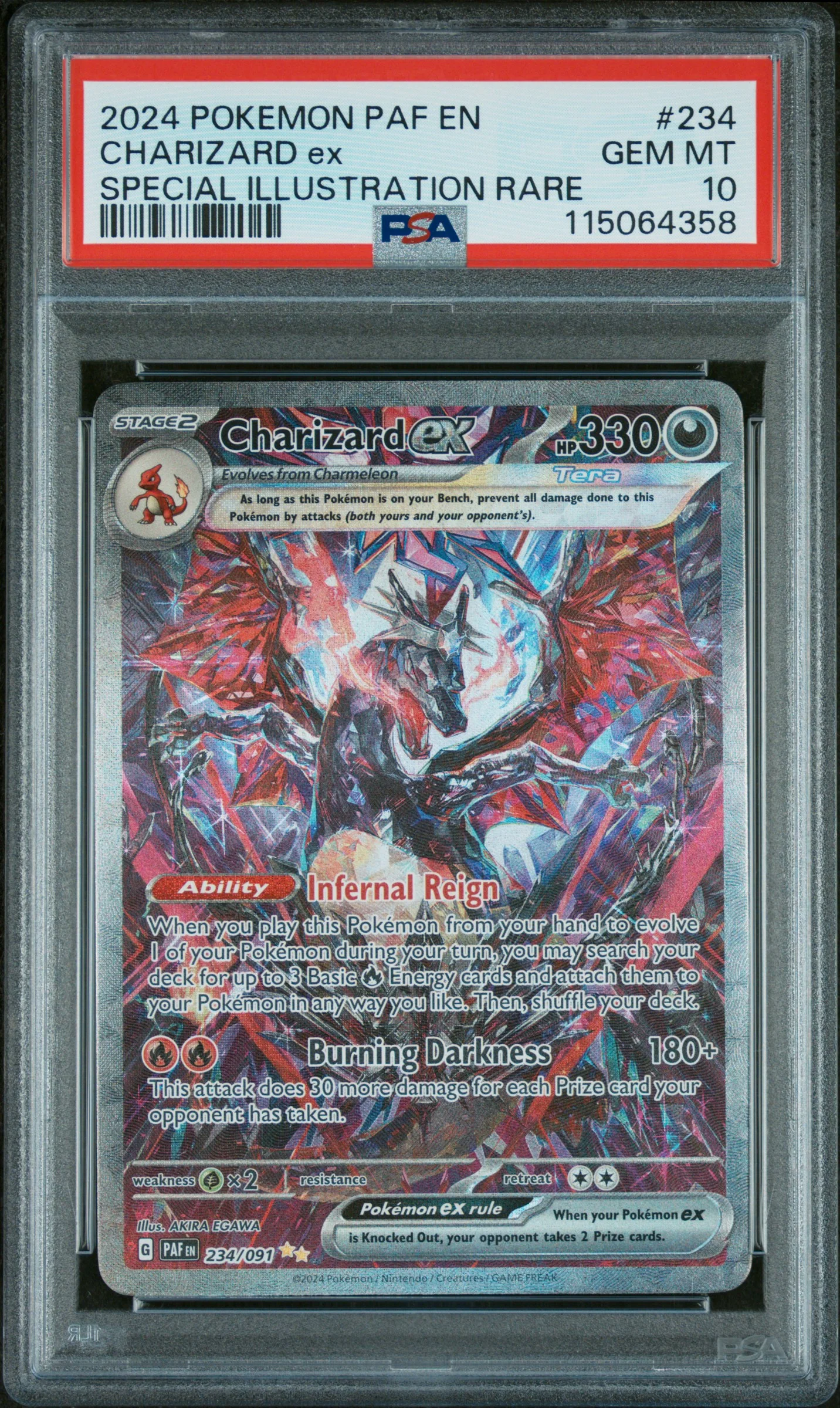 CHARIZARD ex | 2024 POKEMON PAF EN-PALDEAN FATES 234 | SPECIAL ILLUSTRATION RARE | PSA GEM MT 10