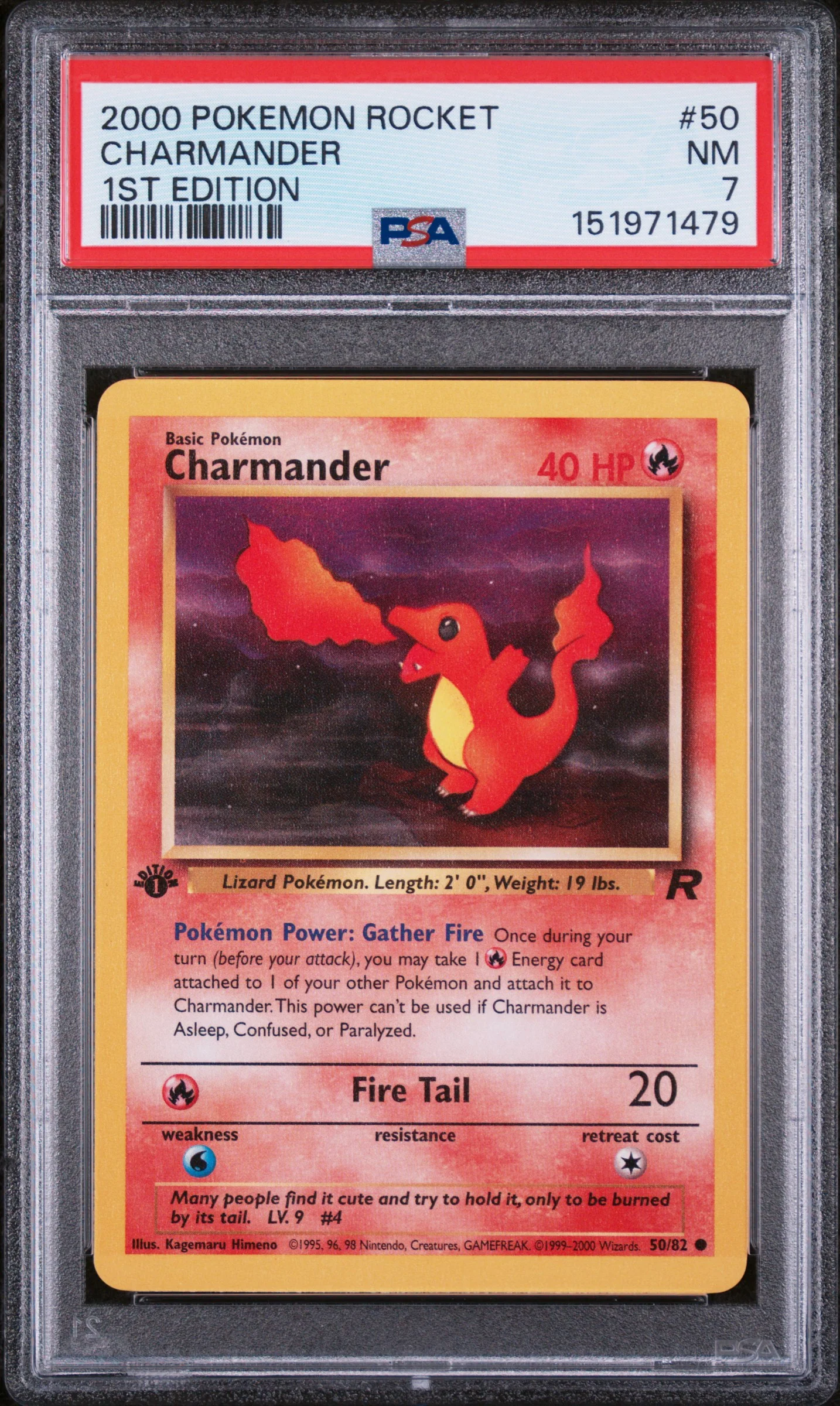 CHARMANDER | 2000 POKEMON ROCKET 50 | 1ST EDITION | PSA NM 7