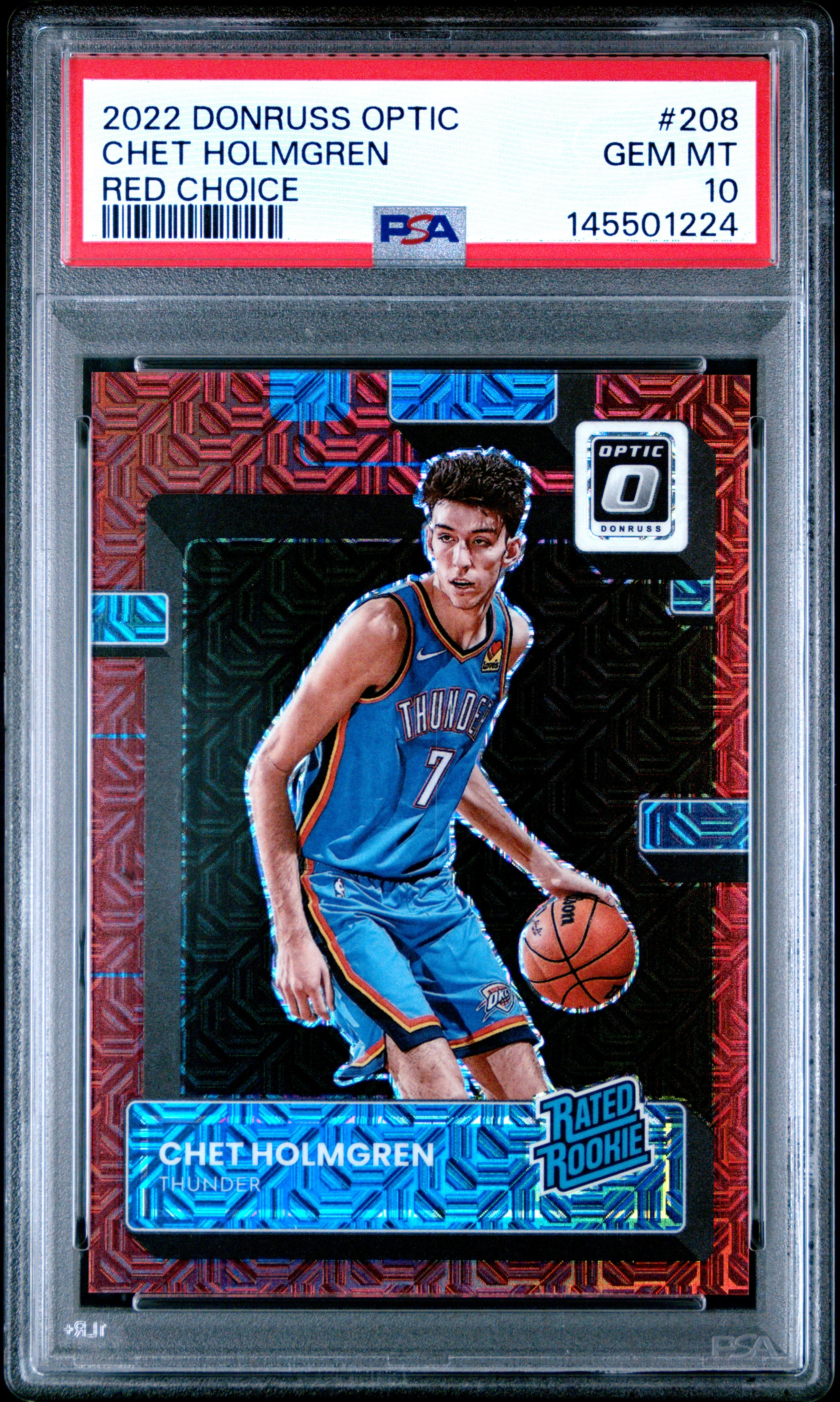 CHET HOLMGREN | 2022 PANINI DONRUSS OPTIC 208 | RED CHOICE | PSA GEM MT 10