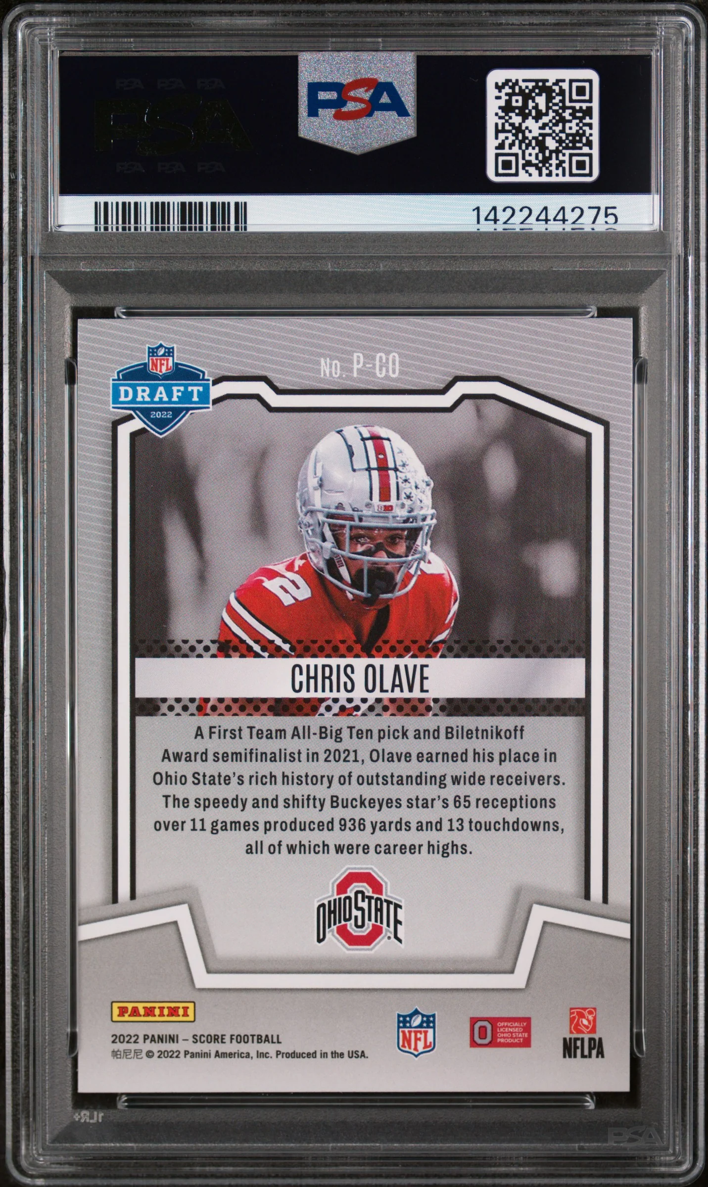 CHRIS OLAVE | 2022 PANINI SCORE PROTENTIAL PCO | PROTENTIAL | PSA GEM MT 10 - Image 2