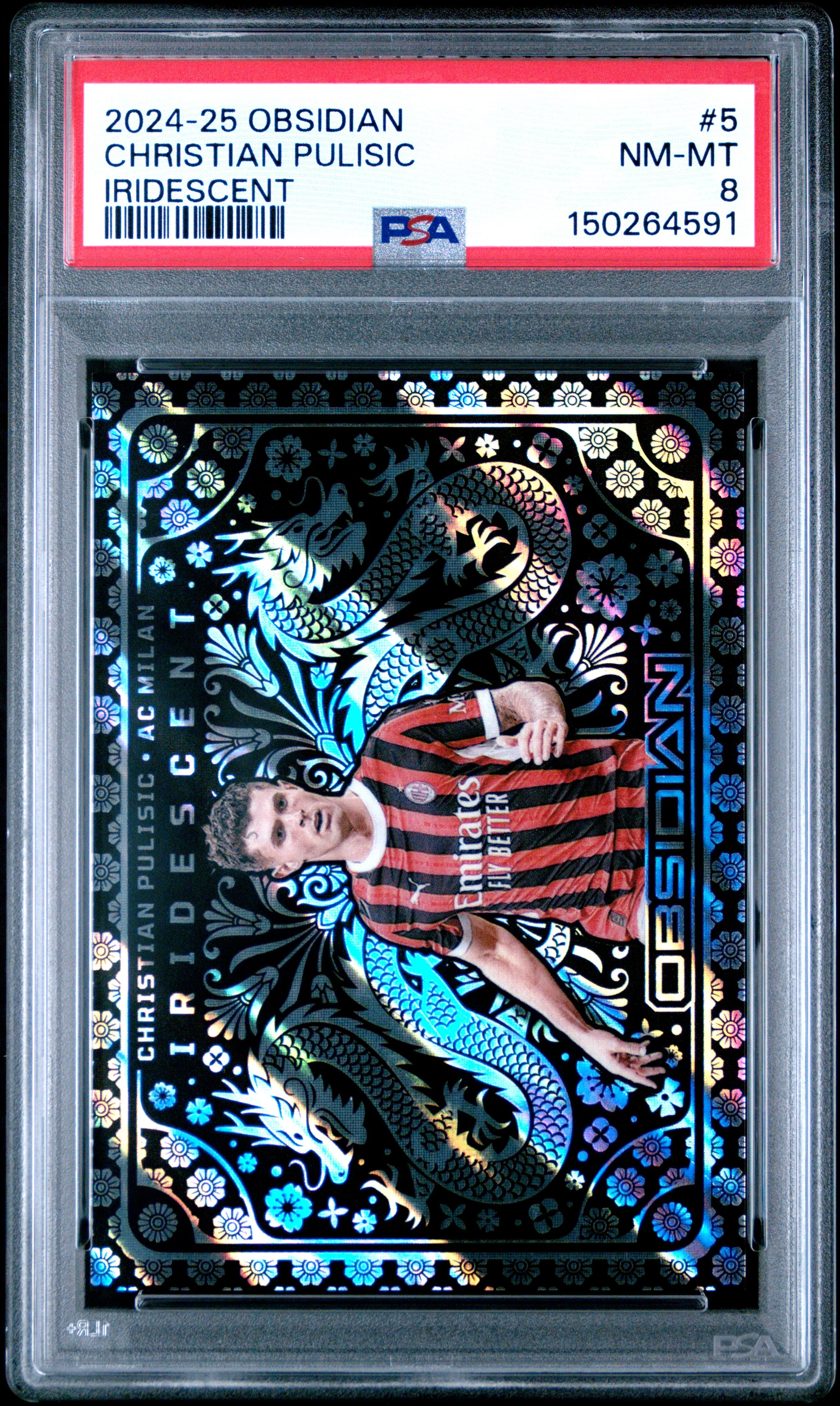 CHRISTIAN PULISIC | 2024-25 PANINI OBSIDIAN IRIDESCENT 5 | PSA NM-MT 8