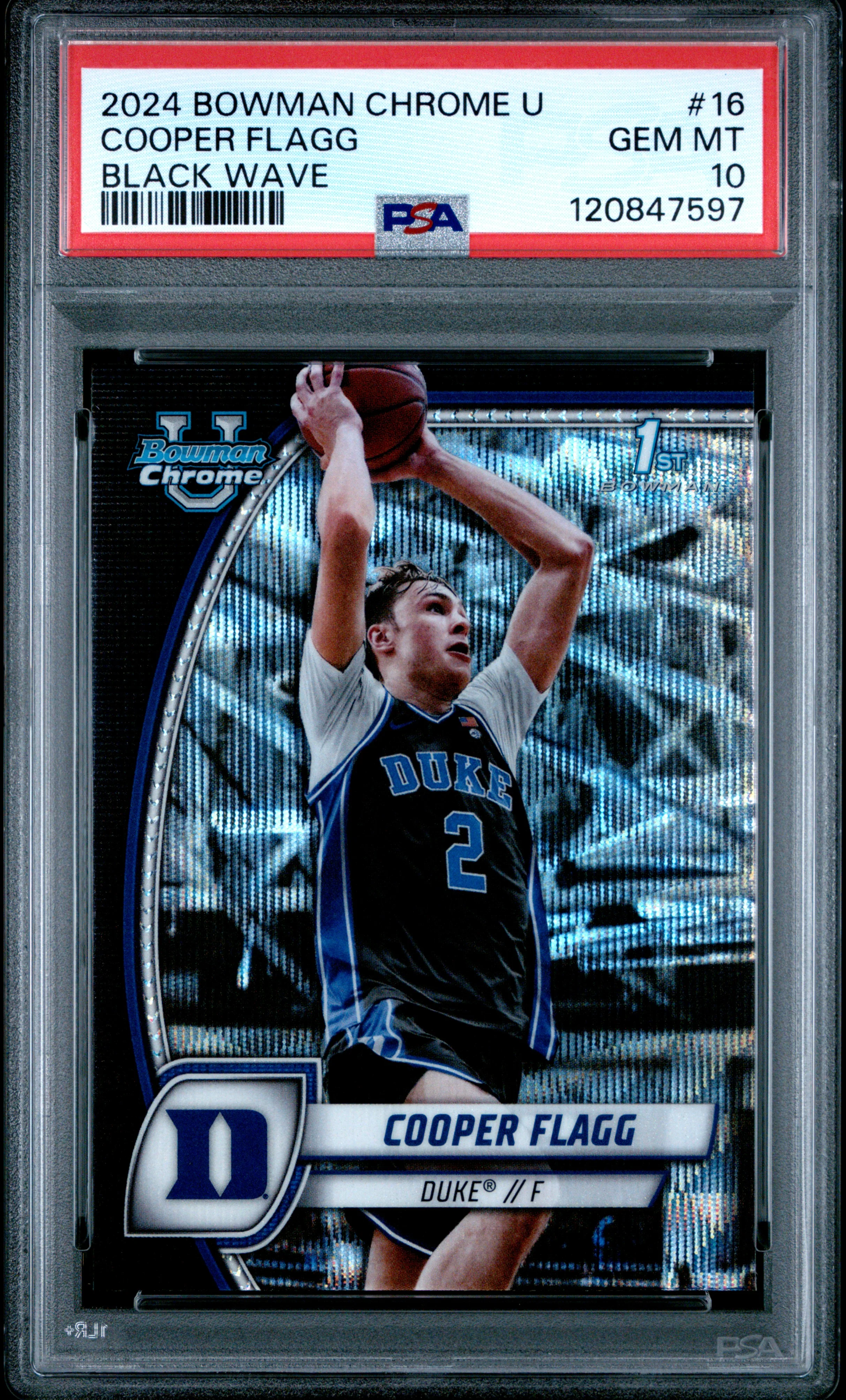 COOPER FLAGG | 2024 BOWMAN CHROME UNIVERSITY 16 | BLACK WAVE | PSA GEM MT 10
