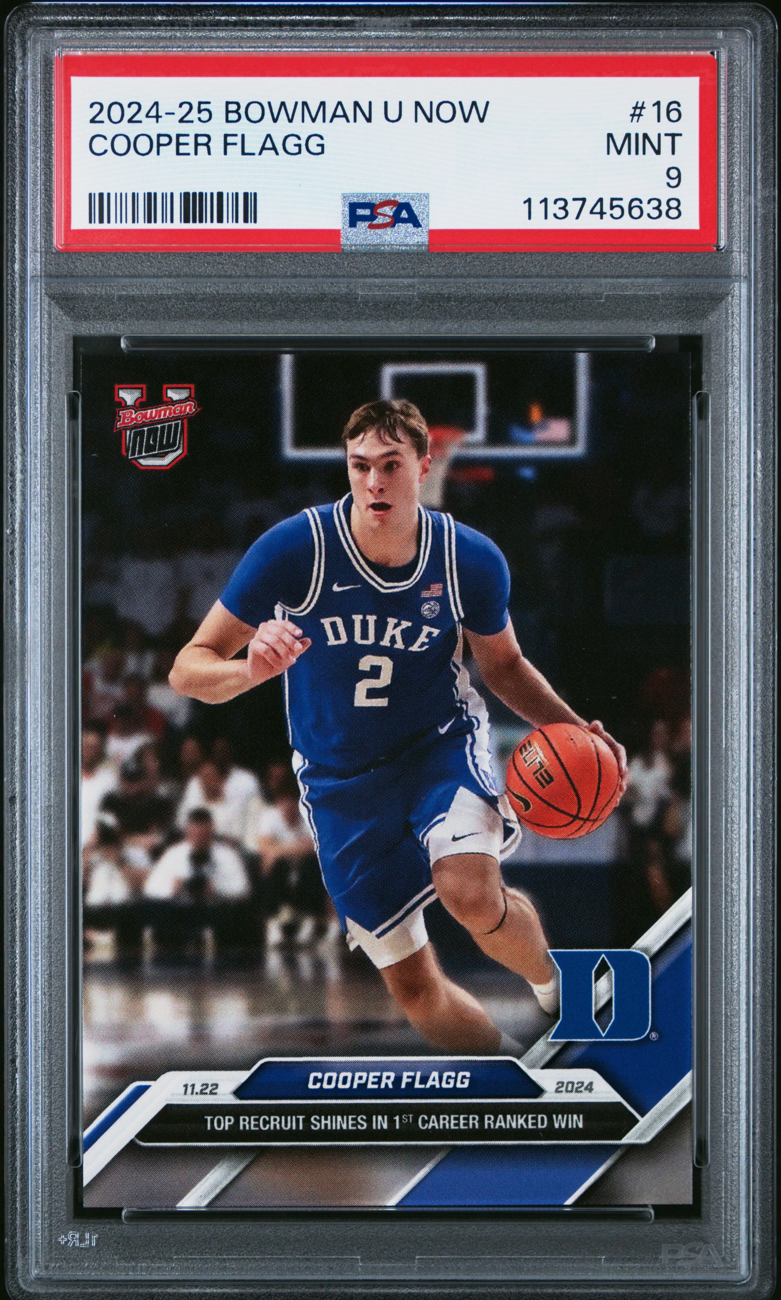 COOPER FLAGG | 2024 BOWMAN U NOW 16 | PSA MINT 9