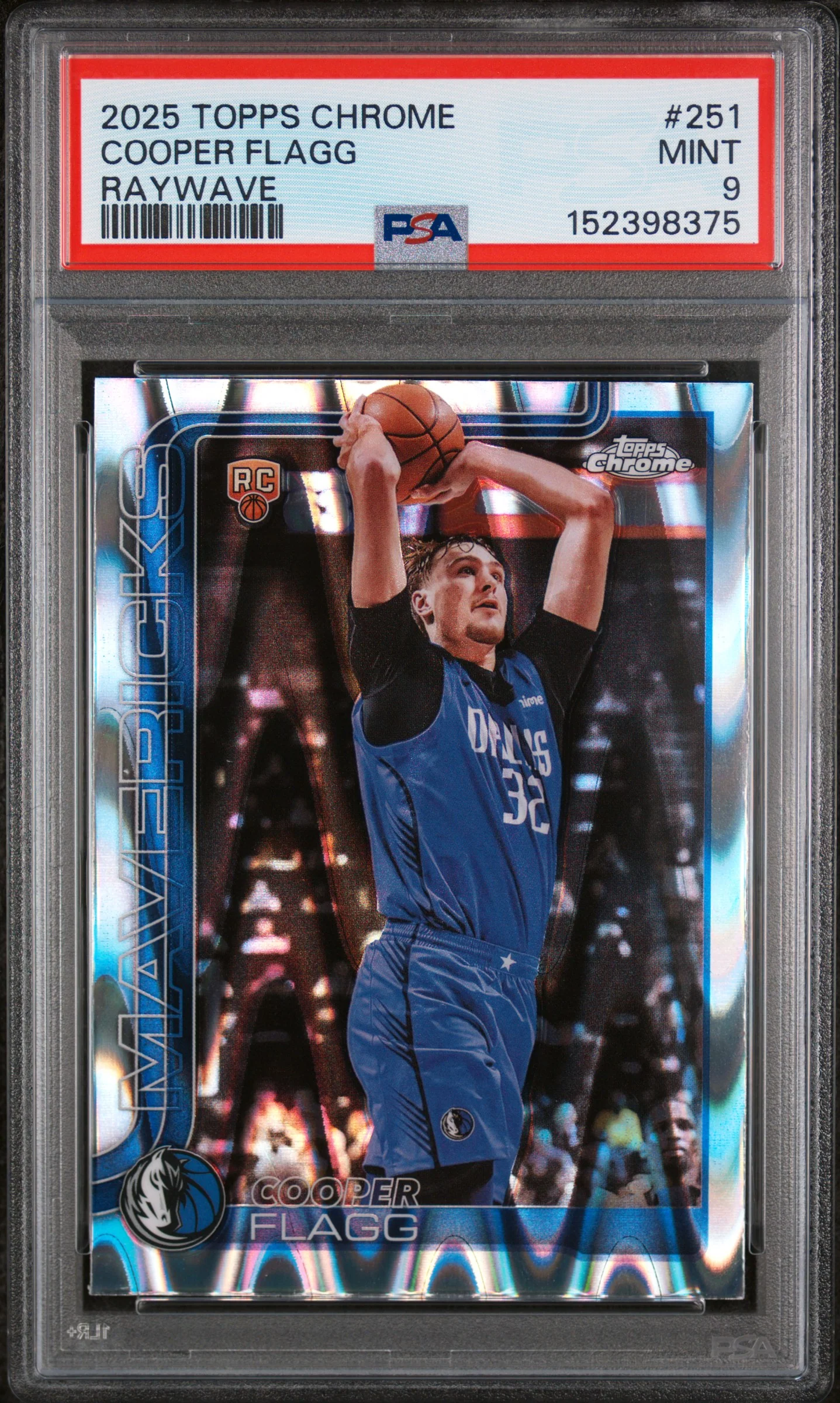 COOPER FLAGG | 2025 TOPPS CHROME 251 | RAYWAVE | PSA MINT 9