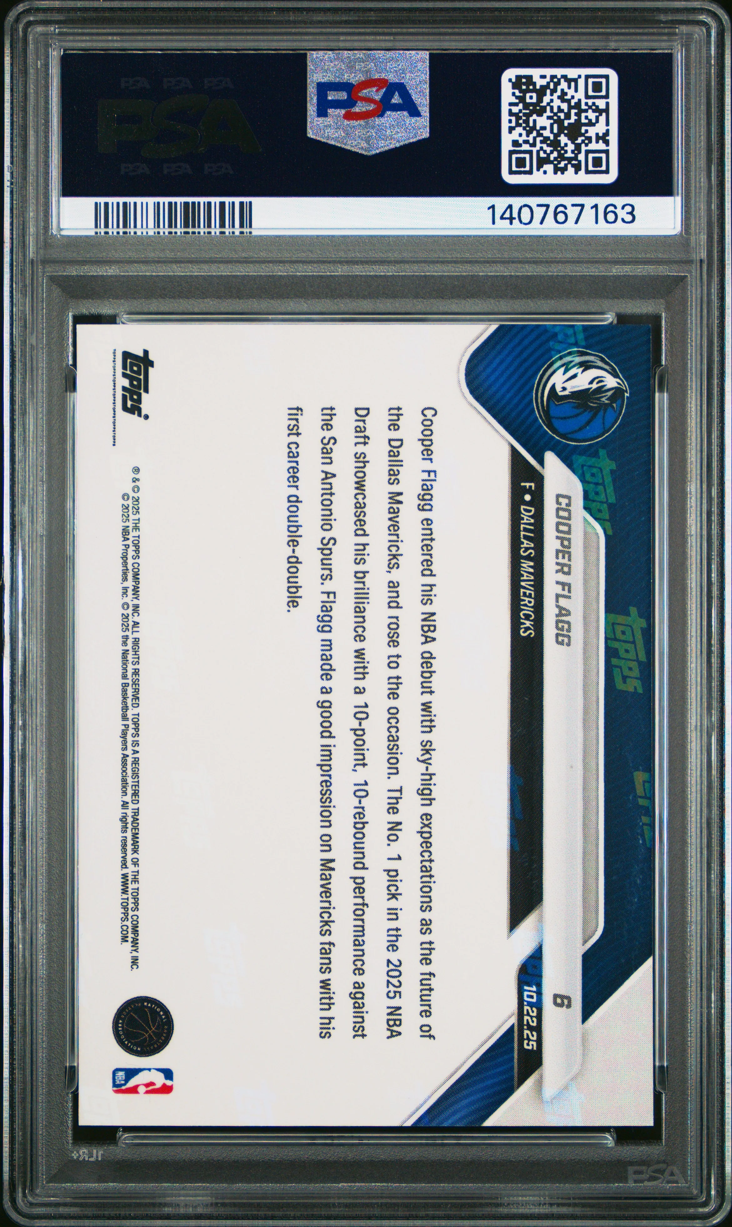 COOPER FLAGG | 2025 TOPPS NOW 6 | PSA GEM MT 10 - Image 2