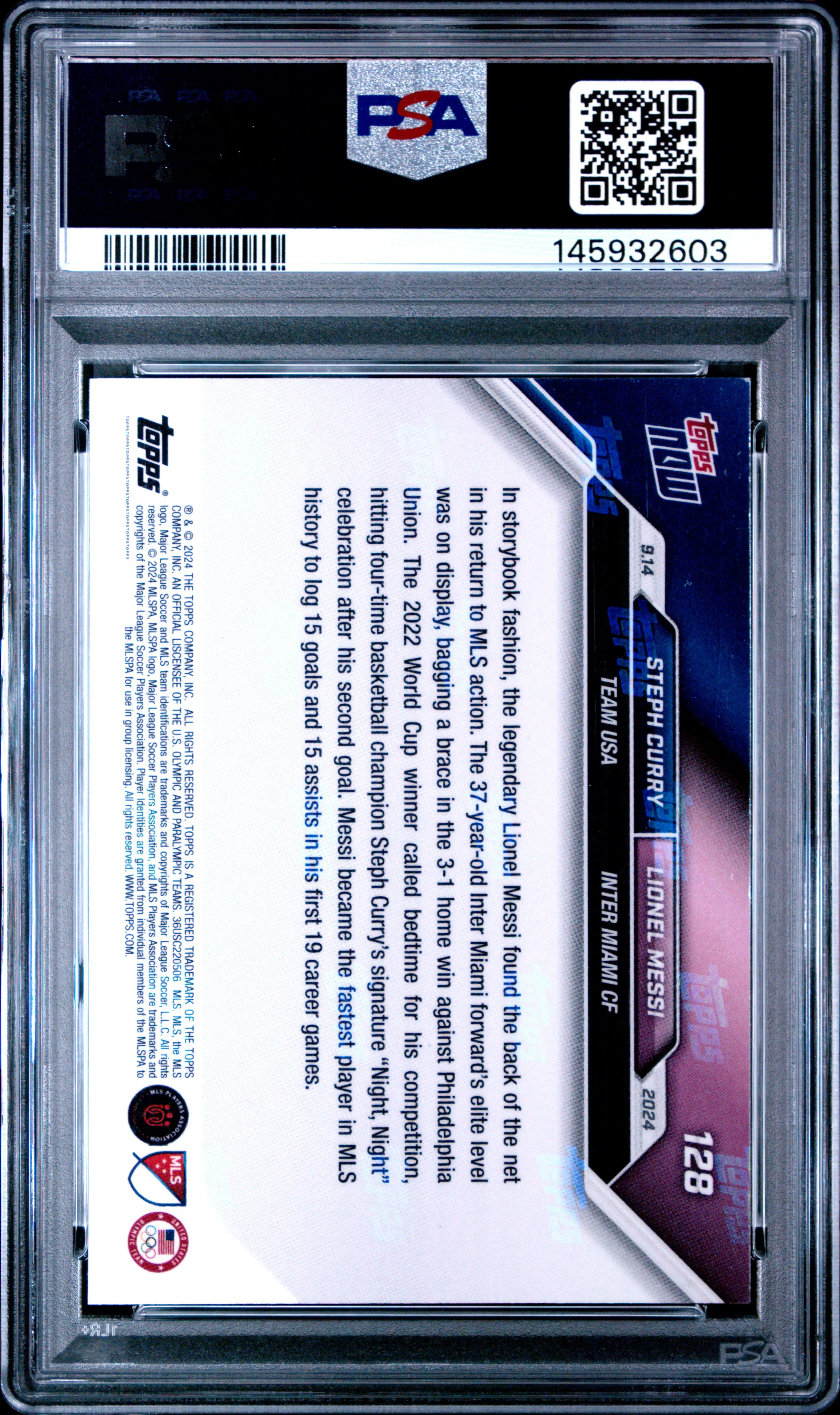 CURRY/MESSI | 2024 TOPPS NOW MLS 128 | PSA MINT 9 - Image 2