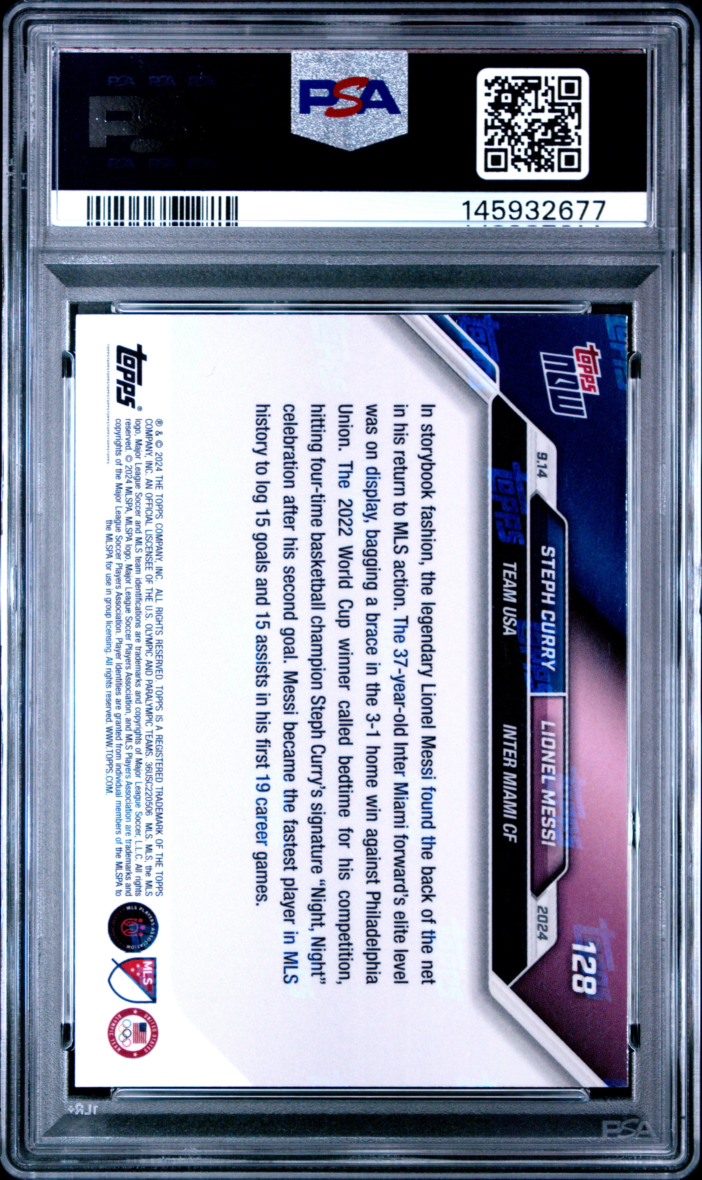 CURRY/MESSI | 2024 TOPPS NOW MLS 128 | PSA MINT 9 - Image 2