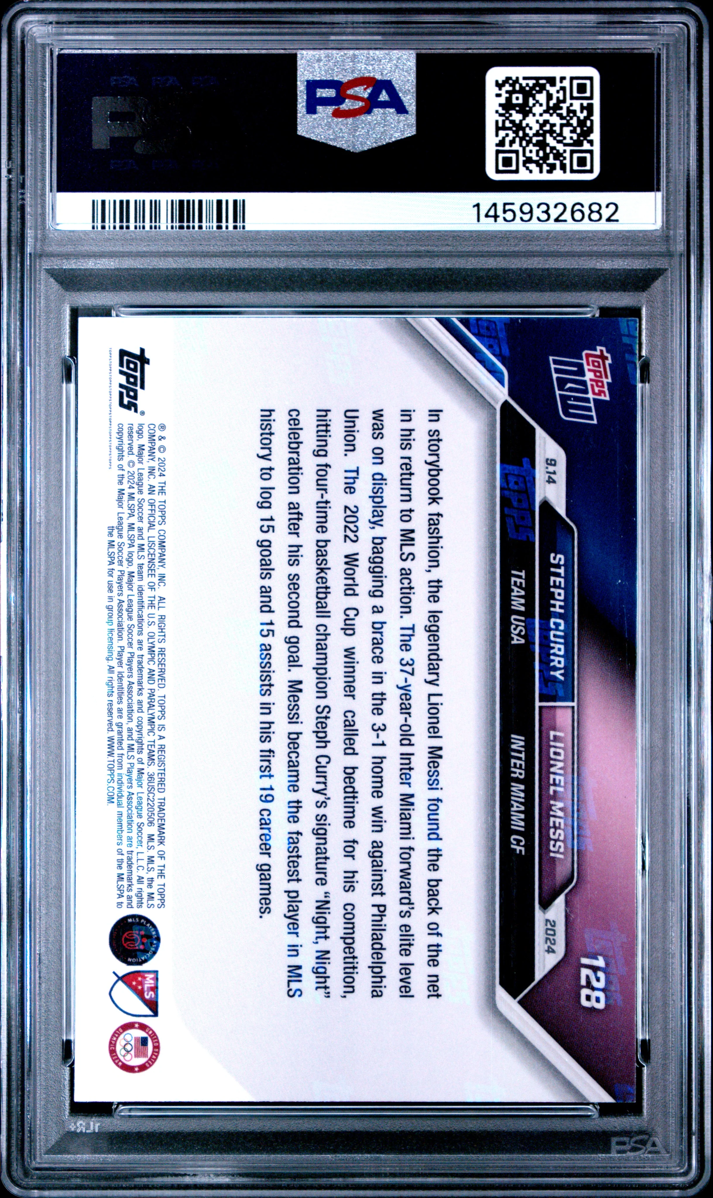 CURRY/MESSI | 2024 TOPPS NOW MLS 128 | PSA MINT 9 - Image 2
