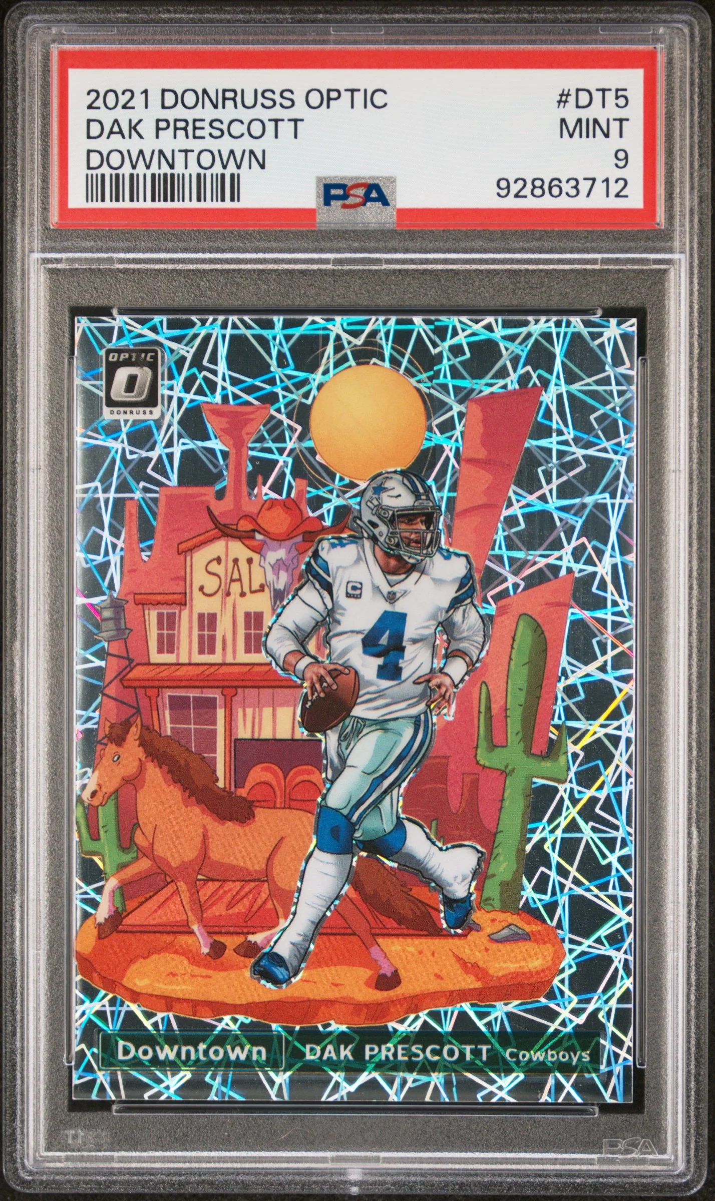 DAK PRESCOTT | 2021 PANINI DONRUSS OPTIC DOWNTOWN DT5 | DOWNTOWN | PSA MINT 9
