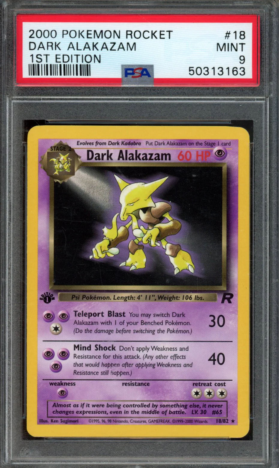 DARK ALAKAZAM | 2000 POKEMON ROCKET | PSA MINT 9
