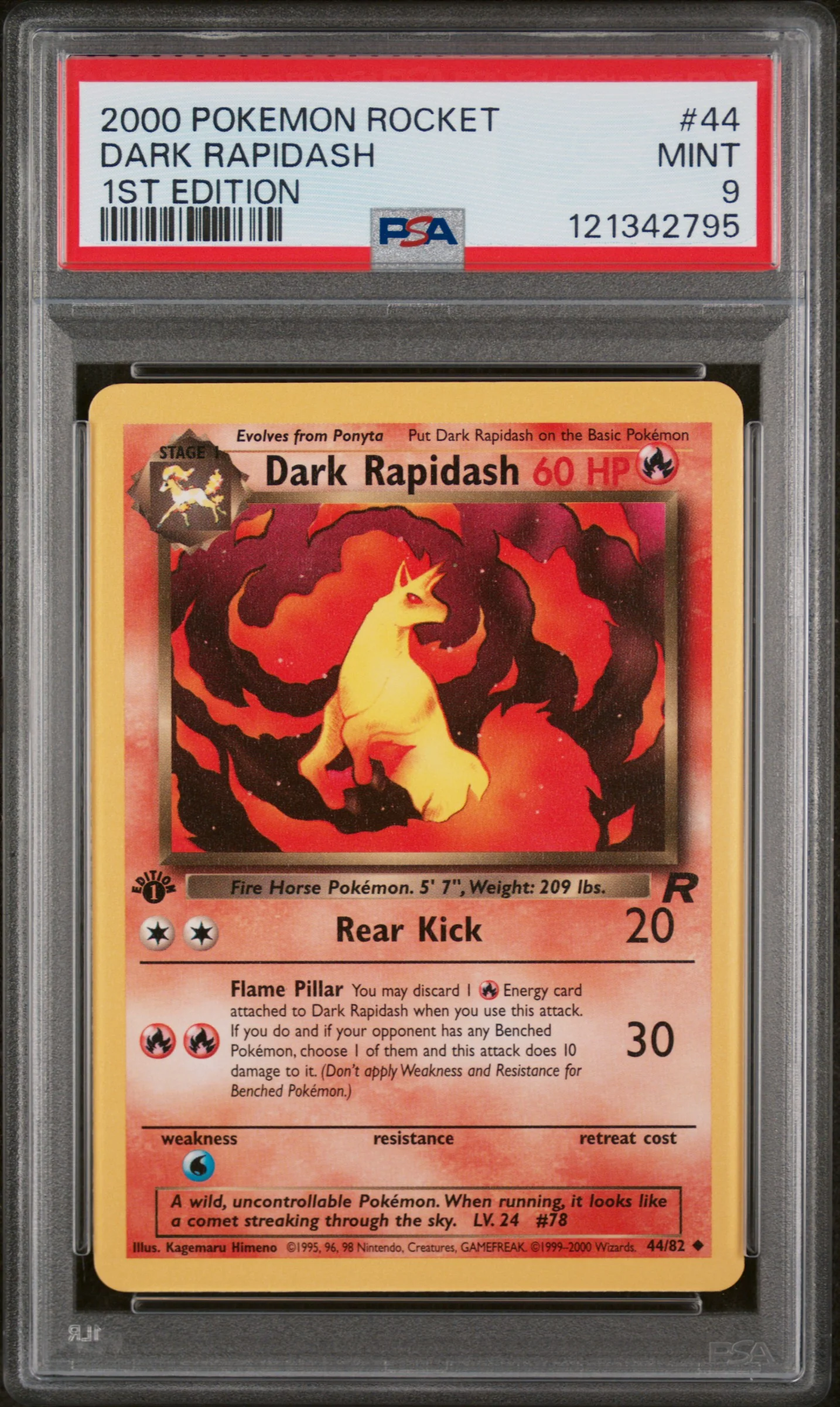 DARK RAPIDASH | 2000 POKEMON ROCKET 44 | 1ST EDITION | PSA MINT 9