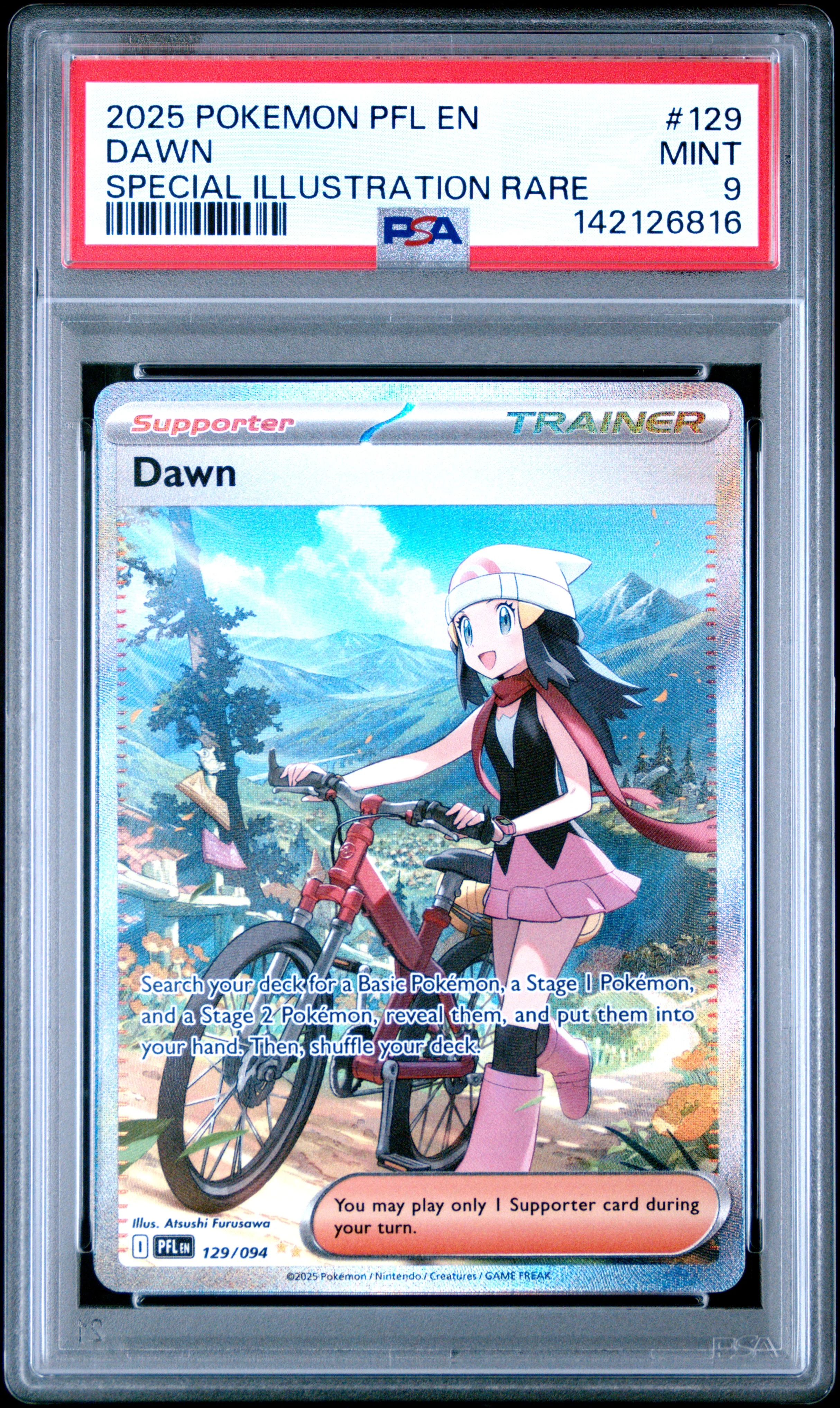 DAWN | 2025 POKEMON PFL EN-PHANTASMAL FLAMES 129 | SPECIAL ILLUSTRATION RARE | PSA MINT 9
