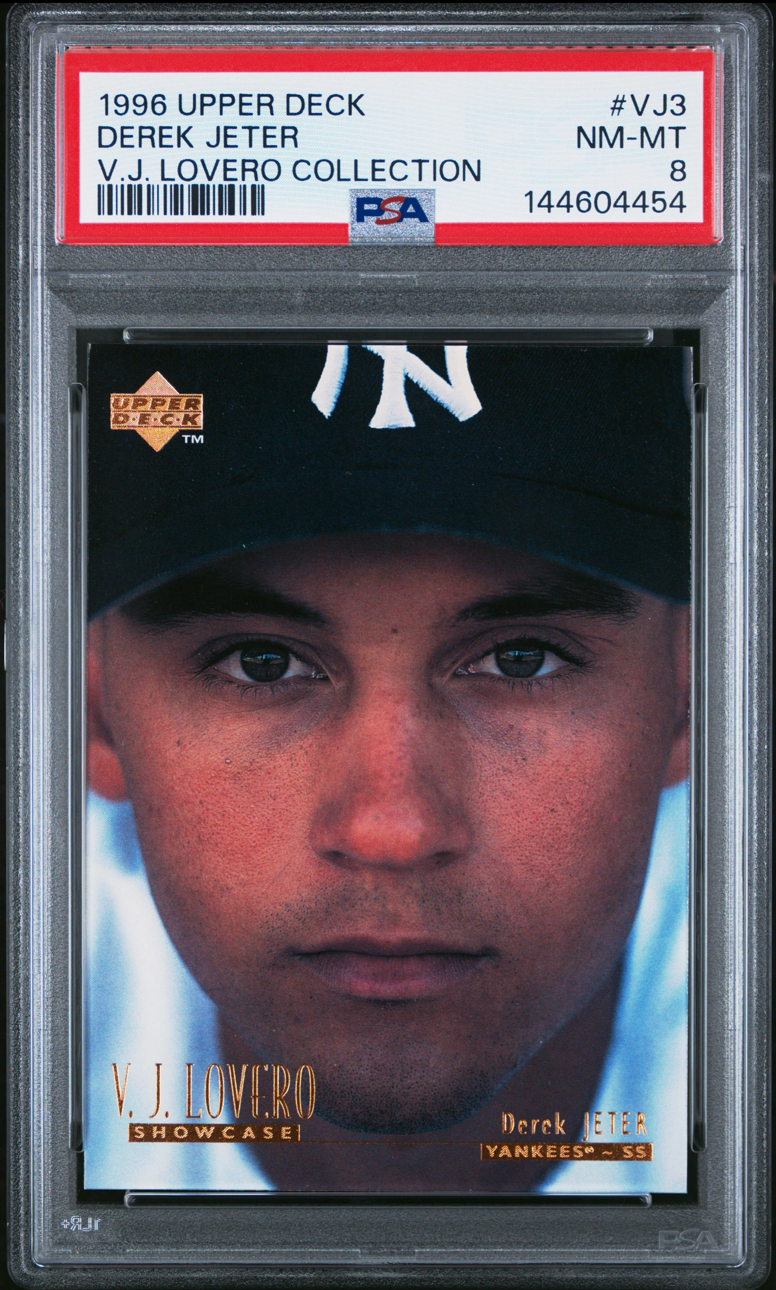 DEREK JETER | 1996 UPPER DECK V.J. LOVERO COLLECTION VJ3 | V.J. LOVERO COLLECTION | PSA NM-MT 8