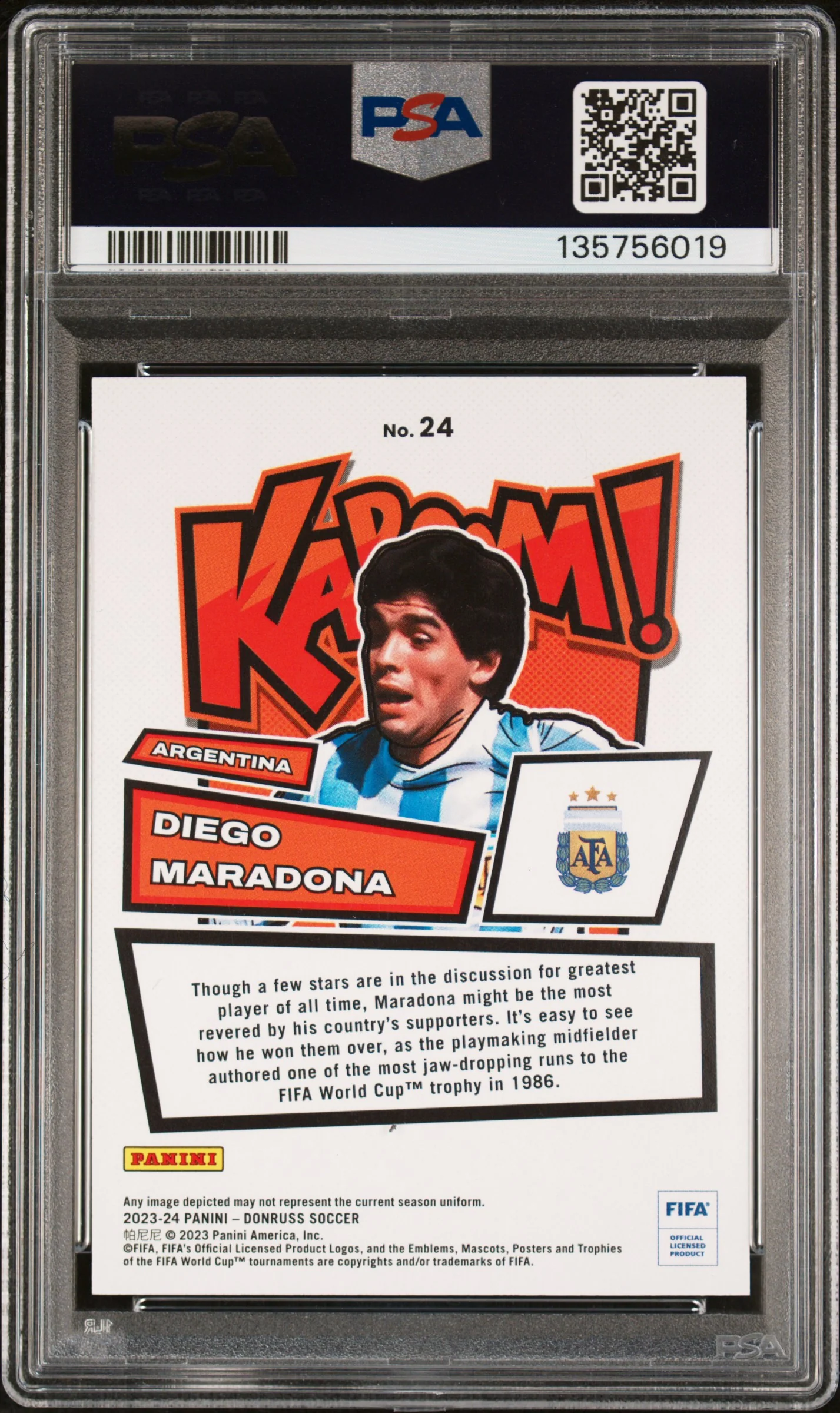 DIEGO MARADONA | 2023-24 PANINI DONRUSS FIFA KABOOM! 24 | PSA MINT 9 - Image 2