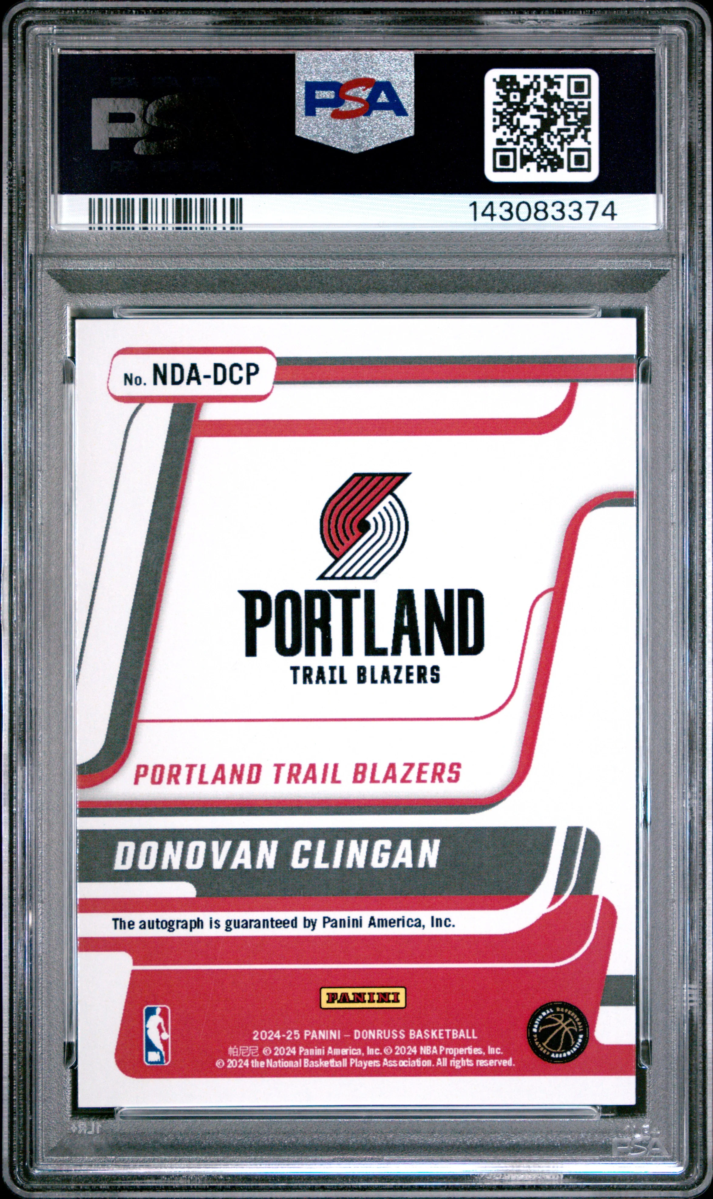 DONOVAN CLINGAN | 2024 PANINI DONRUSS NEXT DAY NDADCP | NEXT DAY-AUTOGRAPH | PSA GEM MT 10 - Image 2