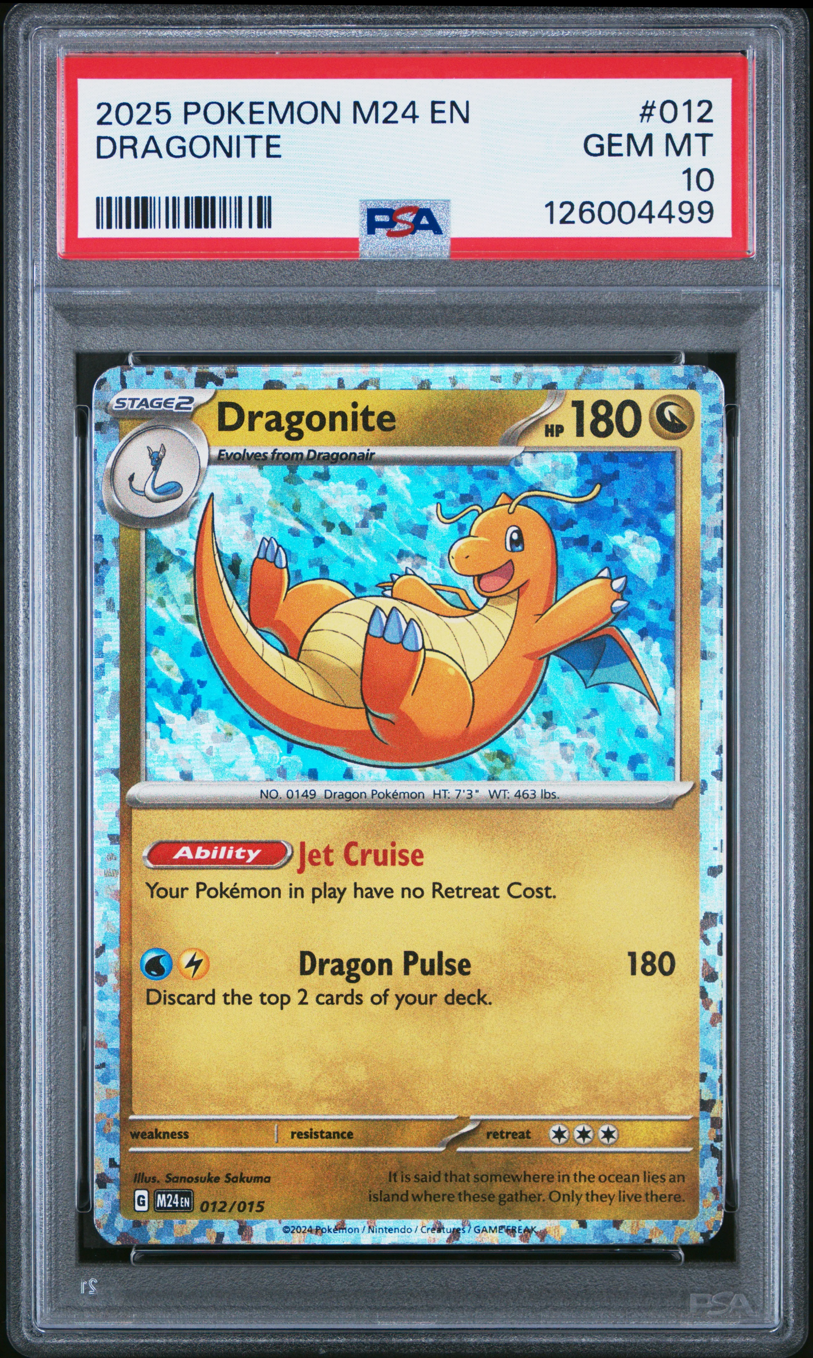 DRAGONITE | 2025 POKEMON M24 EN-MCDONALD'S COLLECTION 012 | PSA GEM MT 10