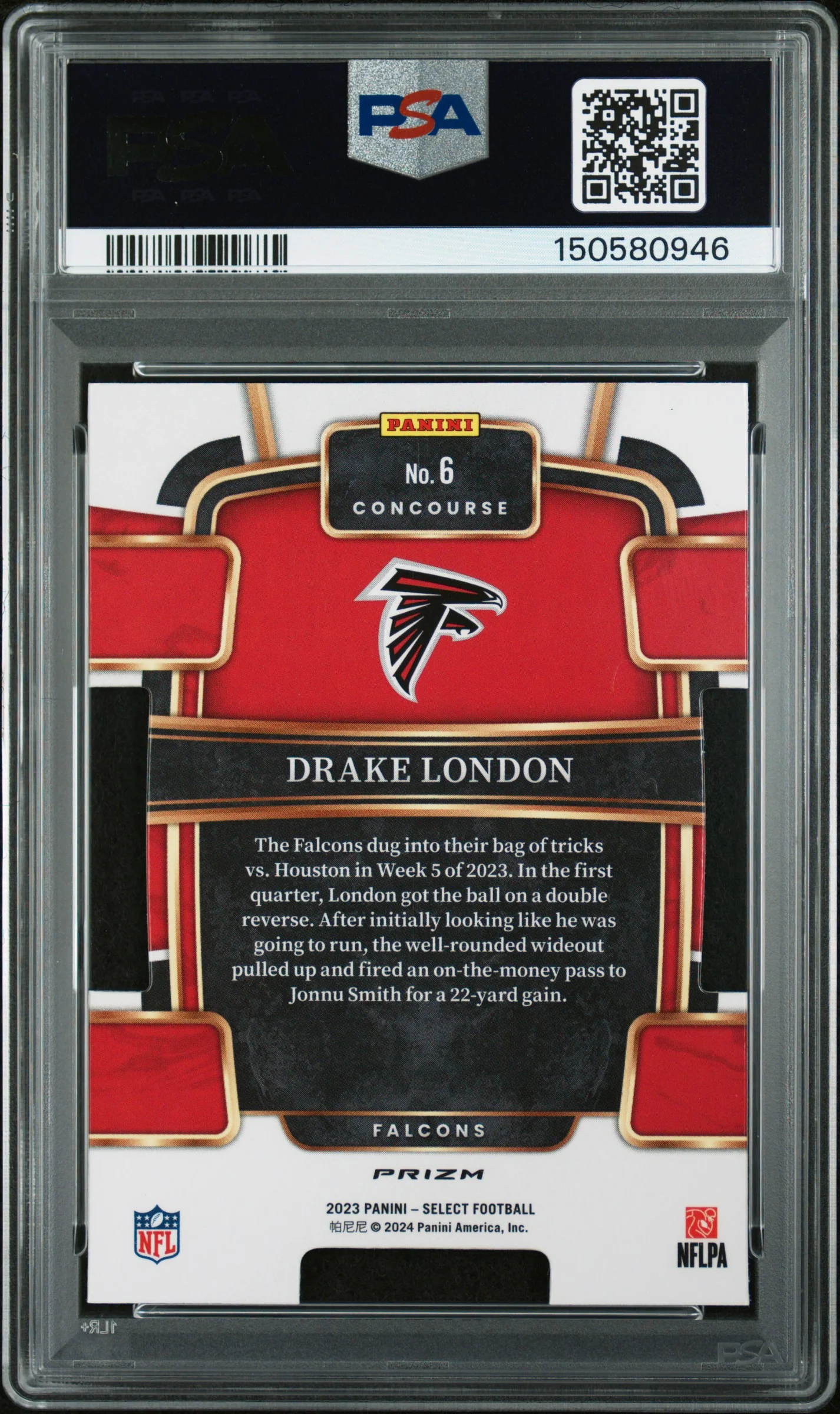 DRAKE LONDON | 2023 PANINI SELECT 6 | DIE-CUT ZEBRA PRIZM | PSA MINT 9 - Image 2