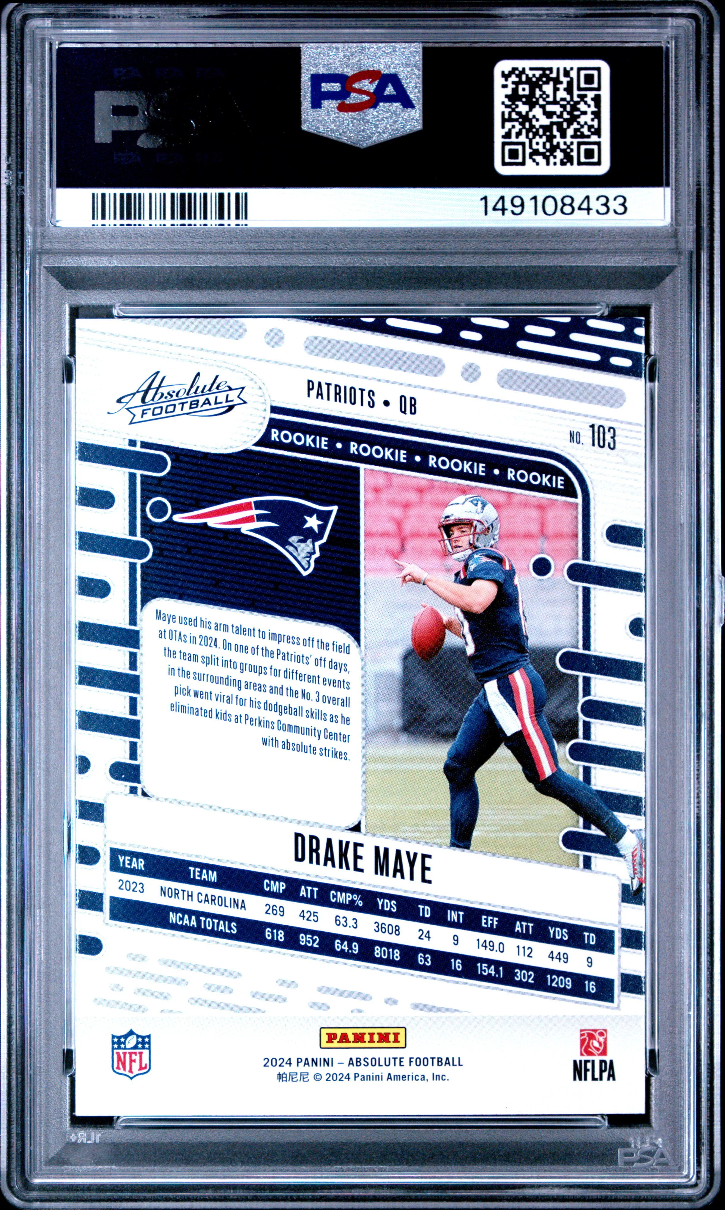 DRAKE MAYE | 2024 PANINI ABSOLUTE 103 | PSA GEM MT 10 - Image 2