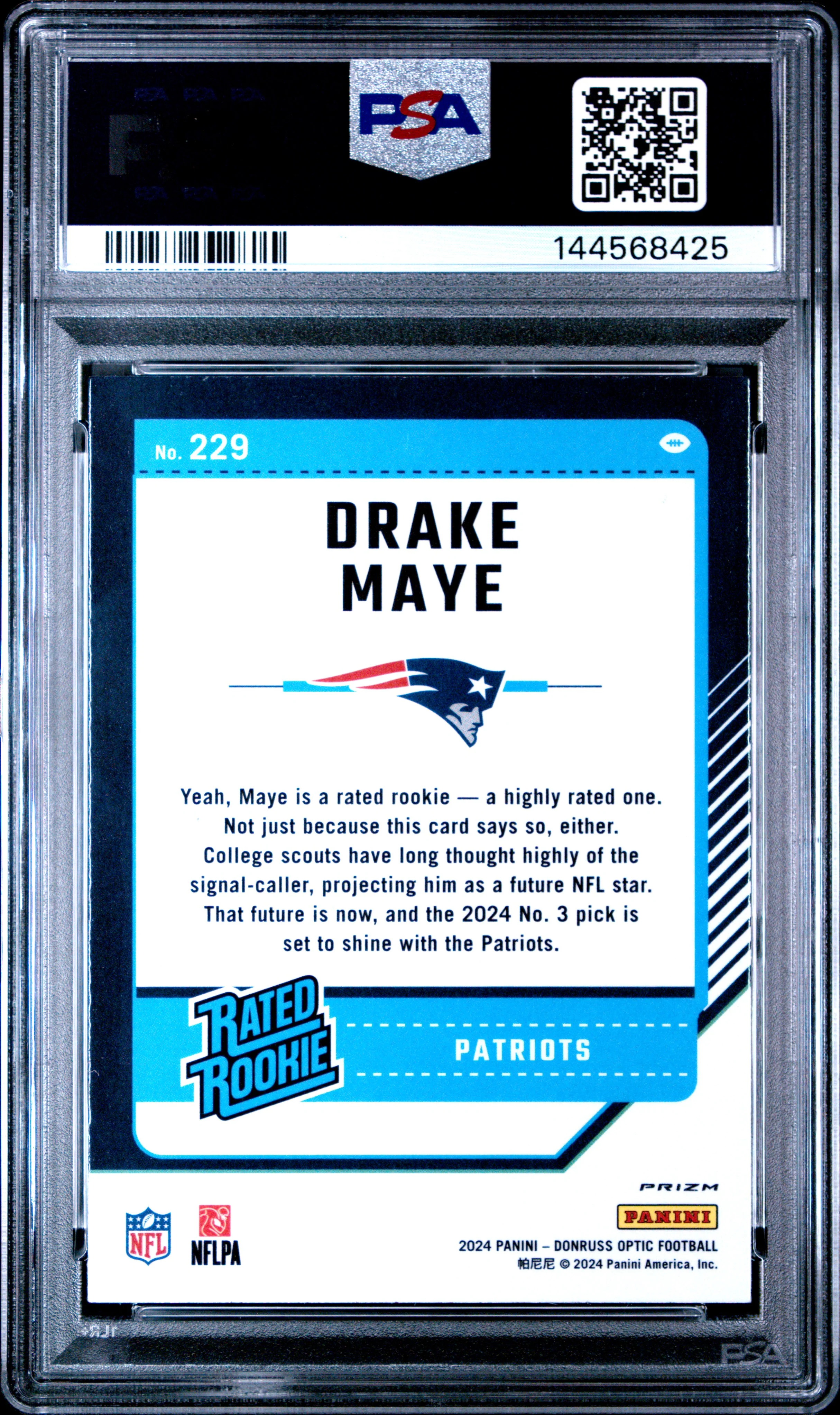 DRAKE MAYE | 2024 PANINI DONRUSS OPTIC 229 | PINK | PSA MINT 9 - Image 2