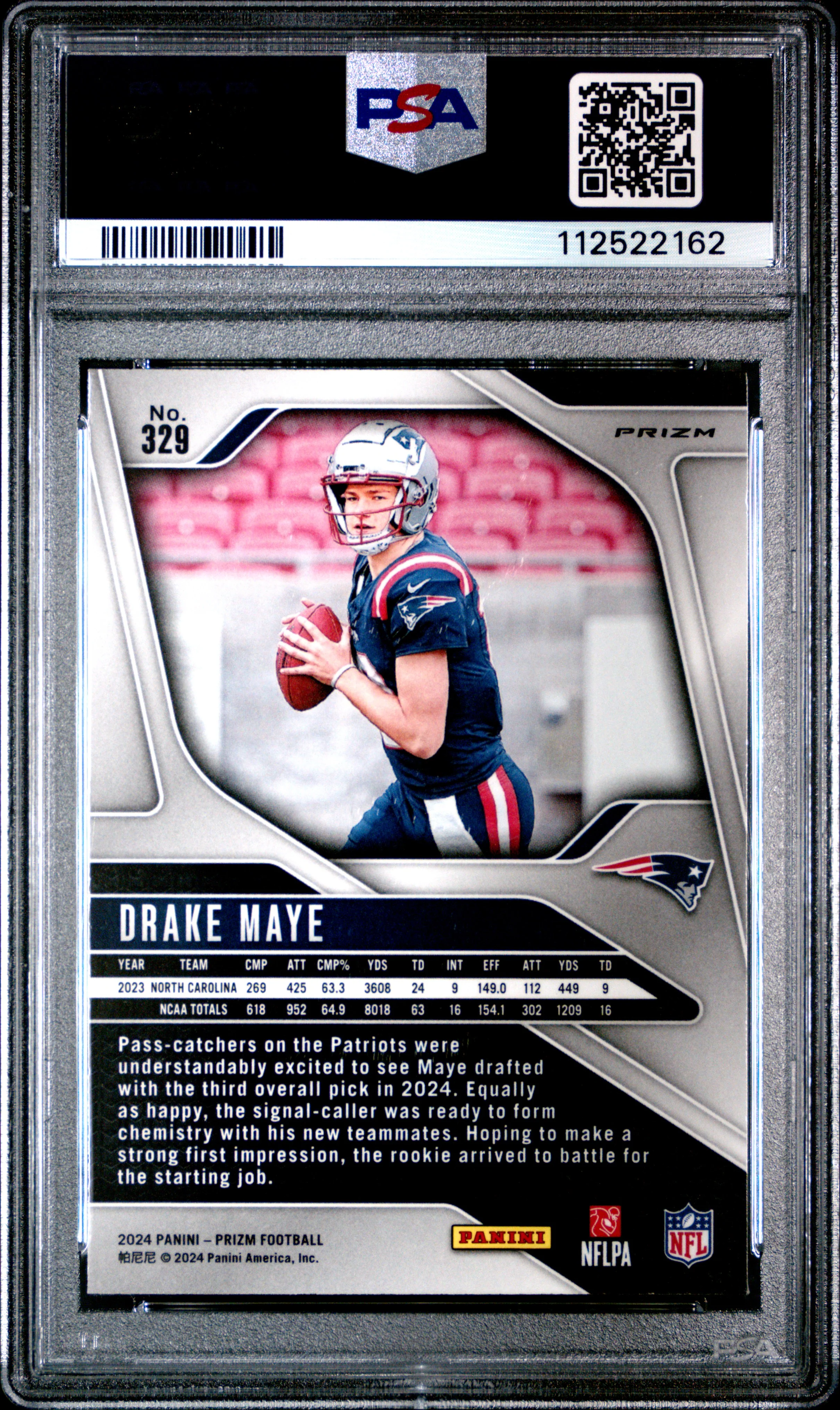 DRAKE MAYE | 2024 PANINI PRIZM 329 | SILVER PRIZM | PSA MINT 9 - Image 2