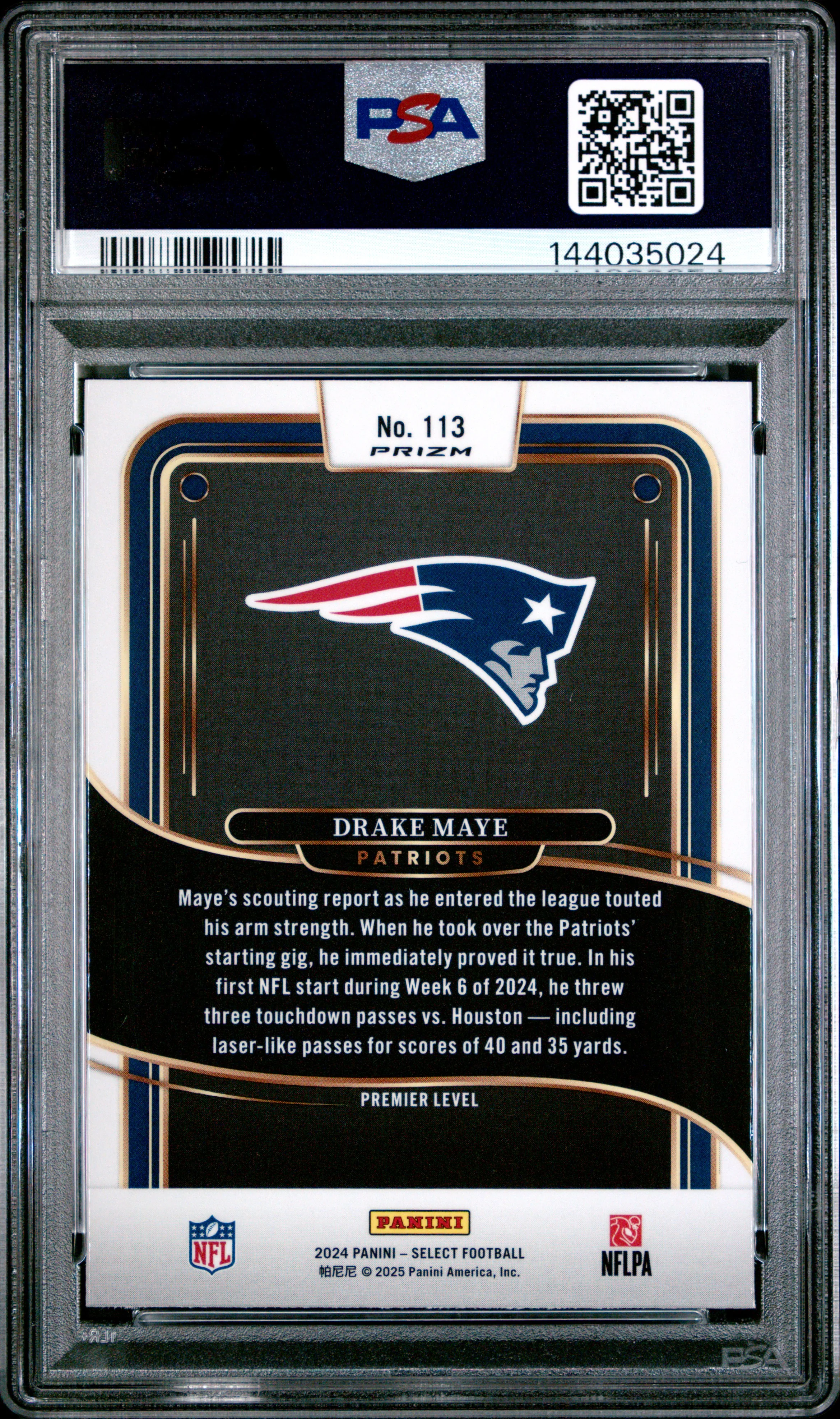 DRAKE MAYE | 2024 PANINI SELECT 113 | BLACK & BLUE SHOCK | PSA GEM MT 10 - Image 2