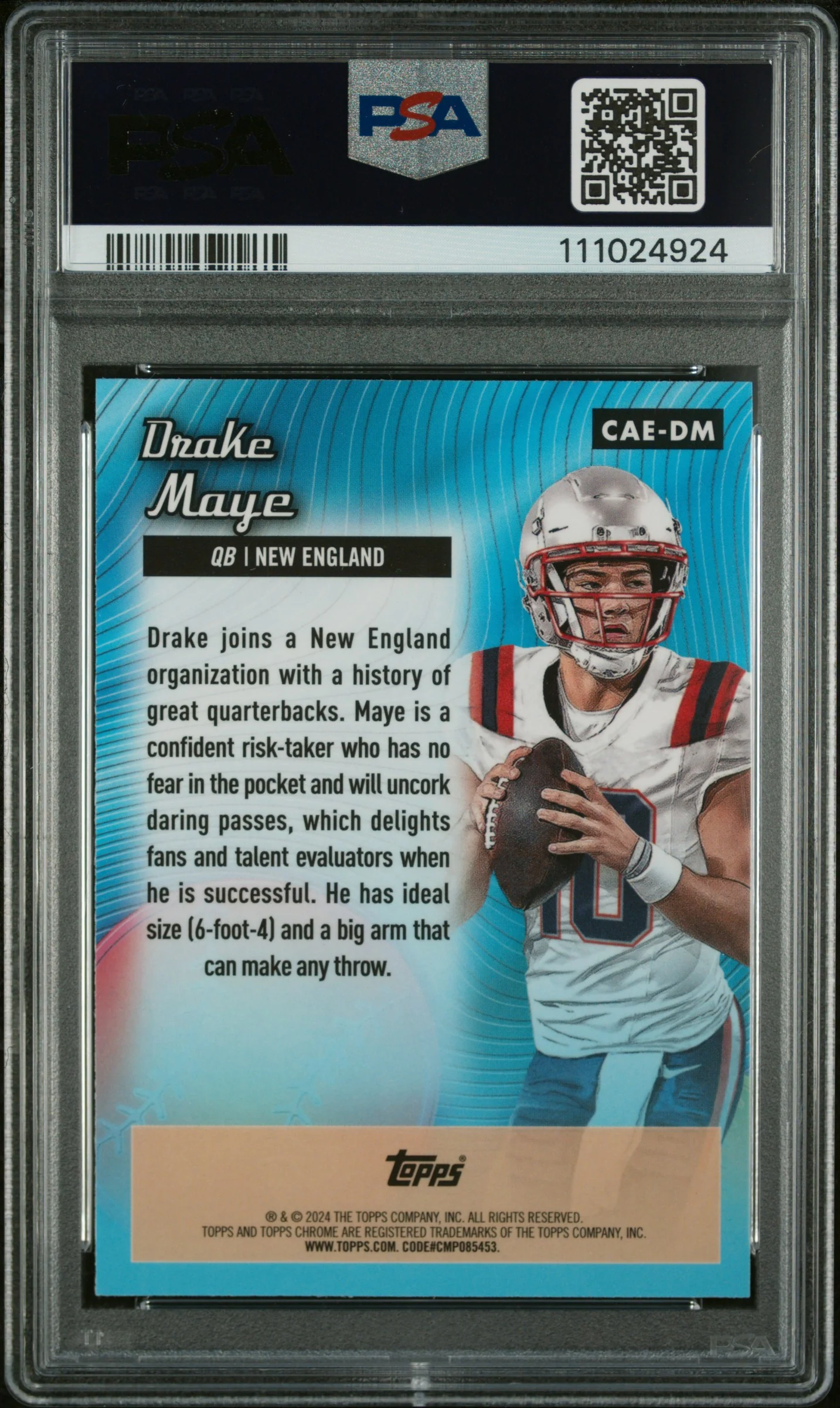 DRAKE MAYE | 2024 TOPPS CHROME CHROME ALL-ETCH CAEDM | CHROME ALL-ETCH-GREEN REF | PSA MINT 9 - Image 2