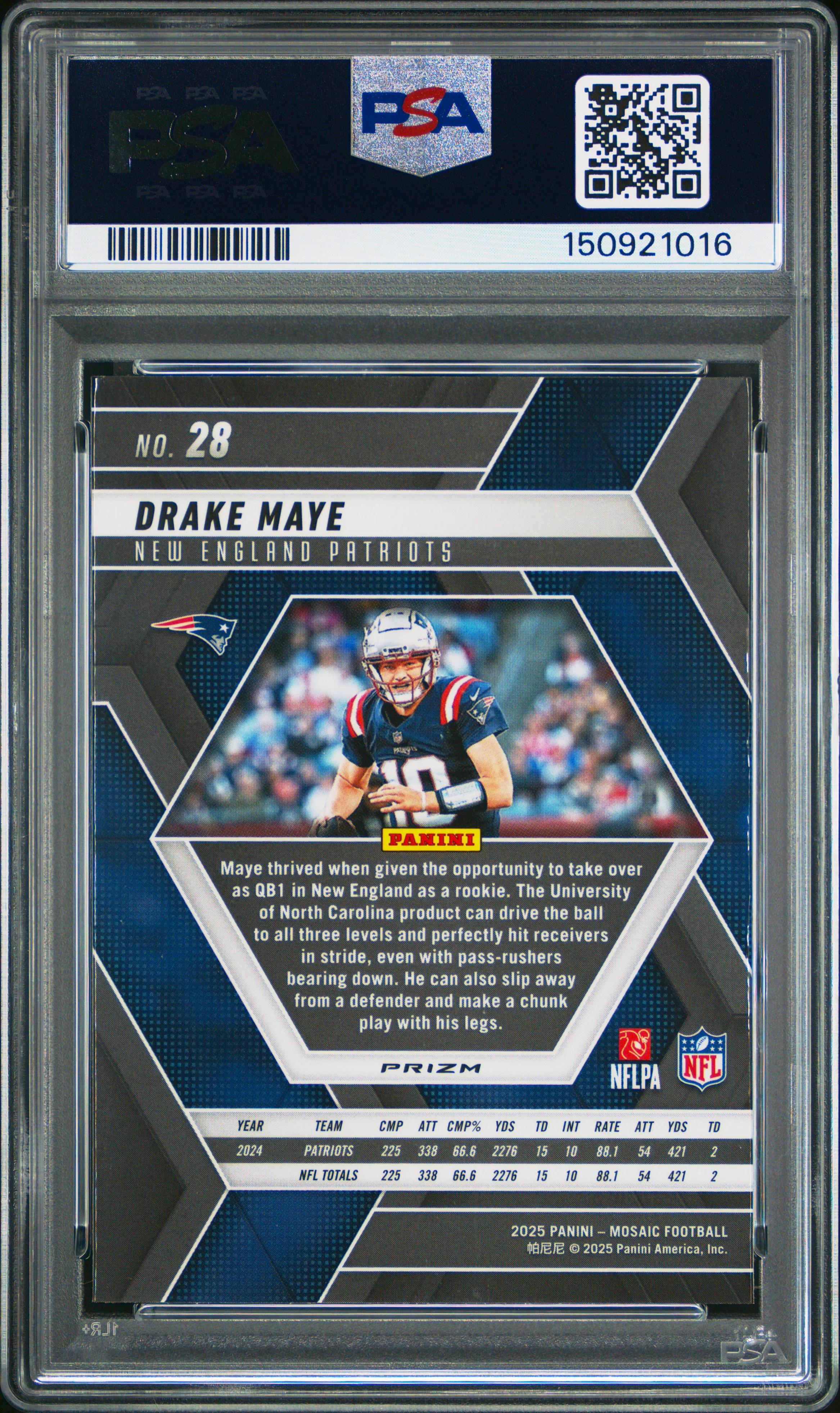 DRAKE MAYE | 2025 PANINI MOSAIC 28 | RED CAMO | PSA GEM MT 10 - Image 2