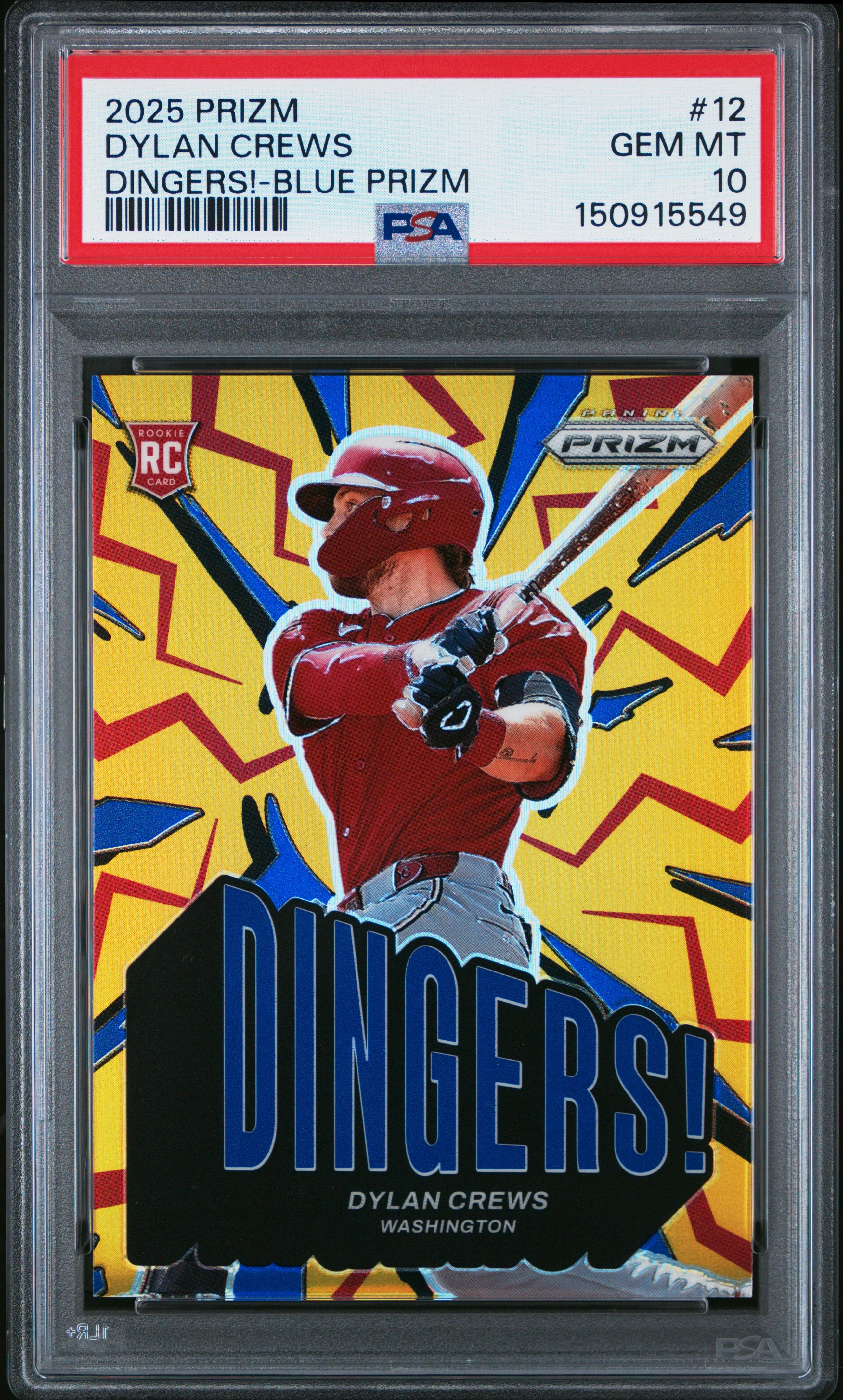 DYLAN CREWS | 2025 PANINI PRIZM DINGERS! 12 | DINGERS!-BLUE PRIZM | PSA GEM MT 10