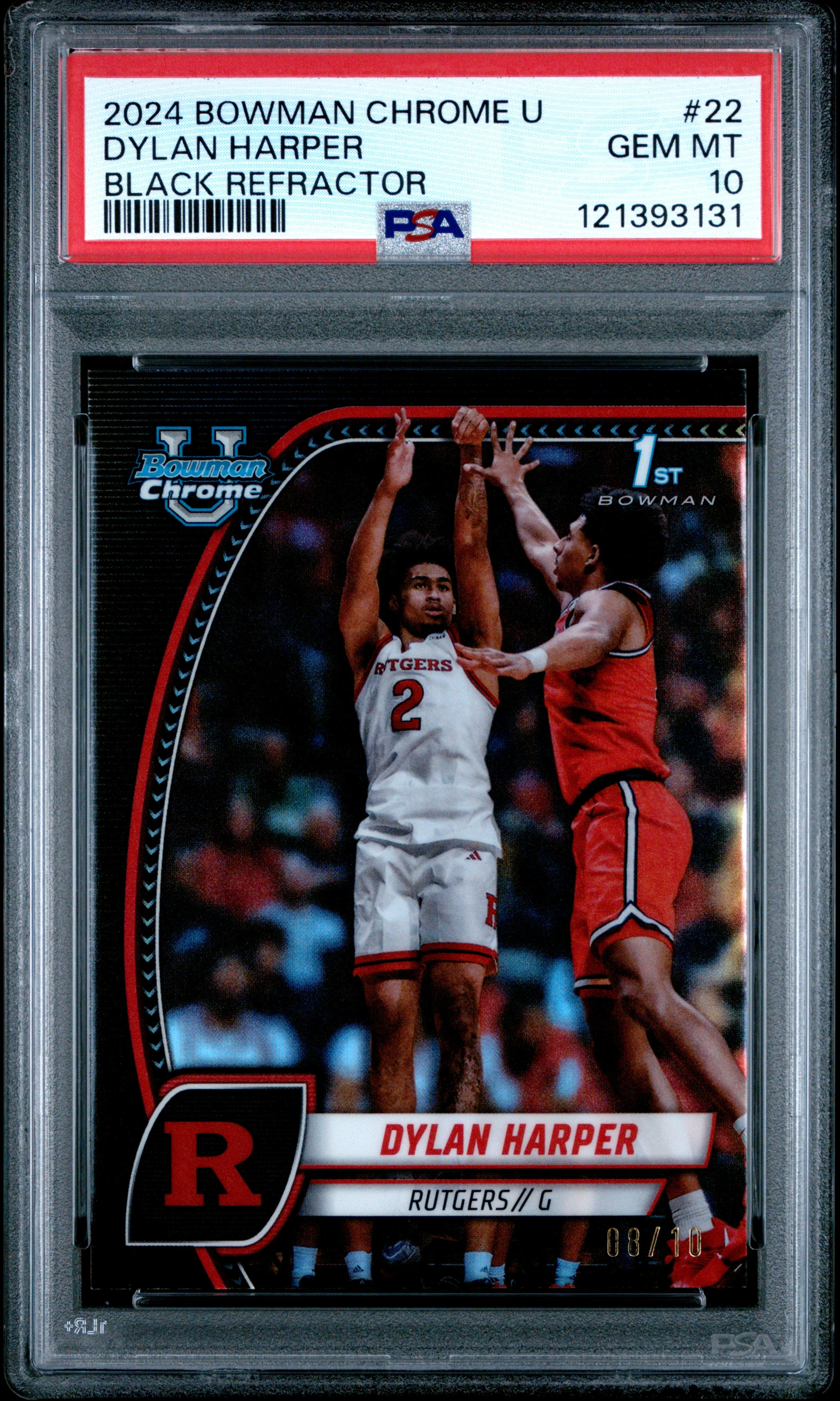 DYLAN HARPER | 2024 BOWMAN CHROME UNIVERSITY 22 | BLACK REFRACTOR | PSA GEM MT 10