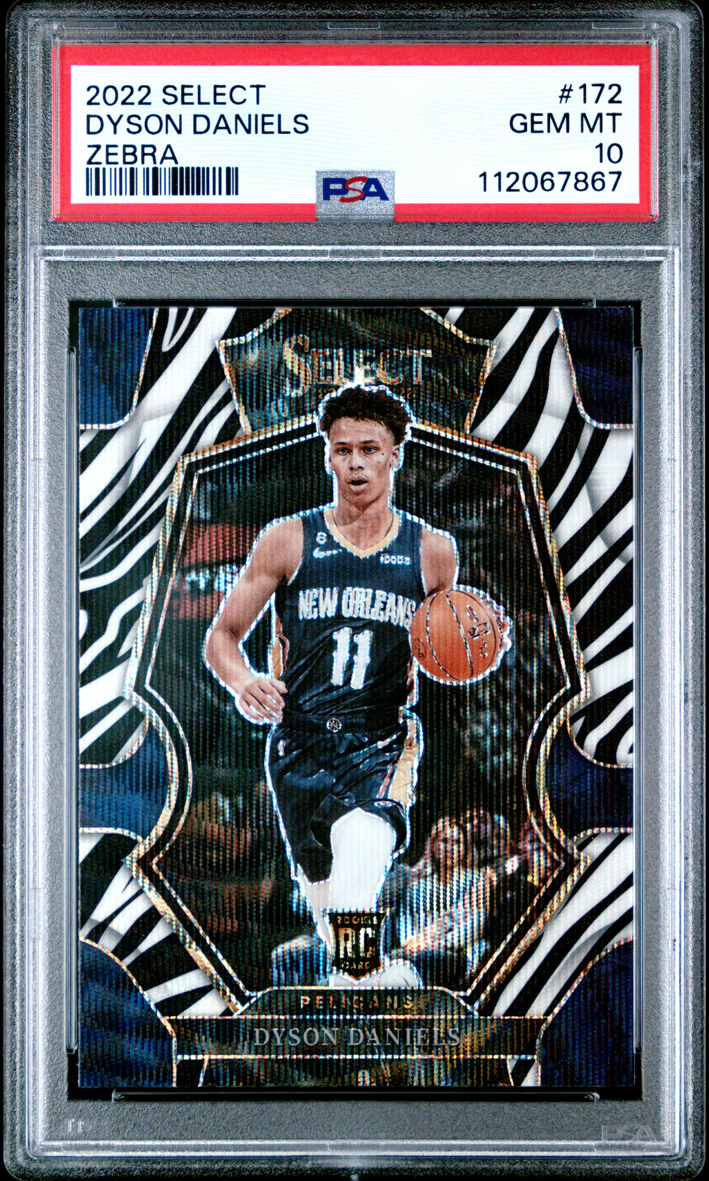 DYSON DANIELS | 2022 PANINI SELECT 172 | ZEBRA | PSA GEM MT 10