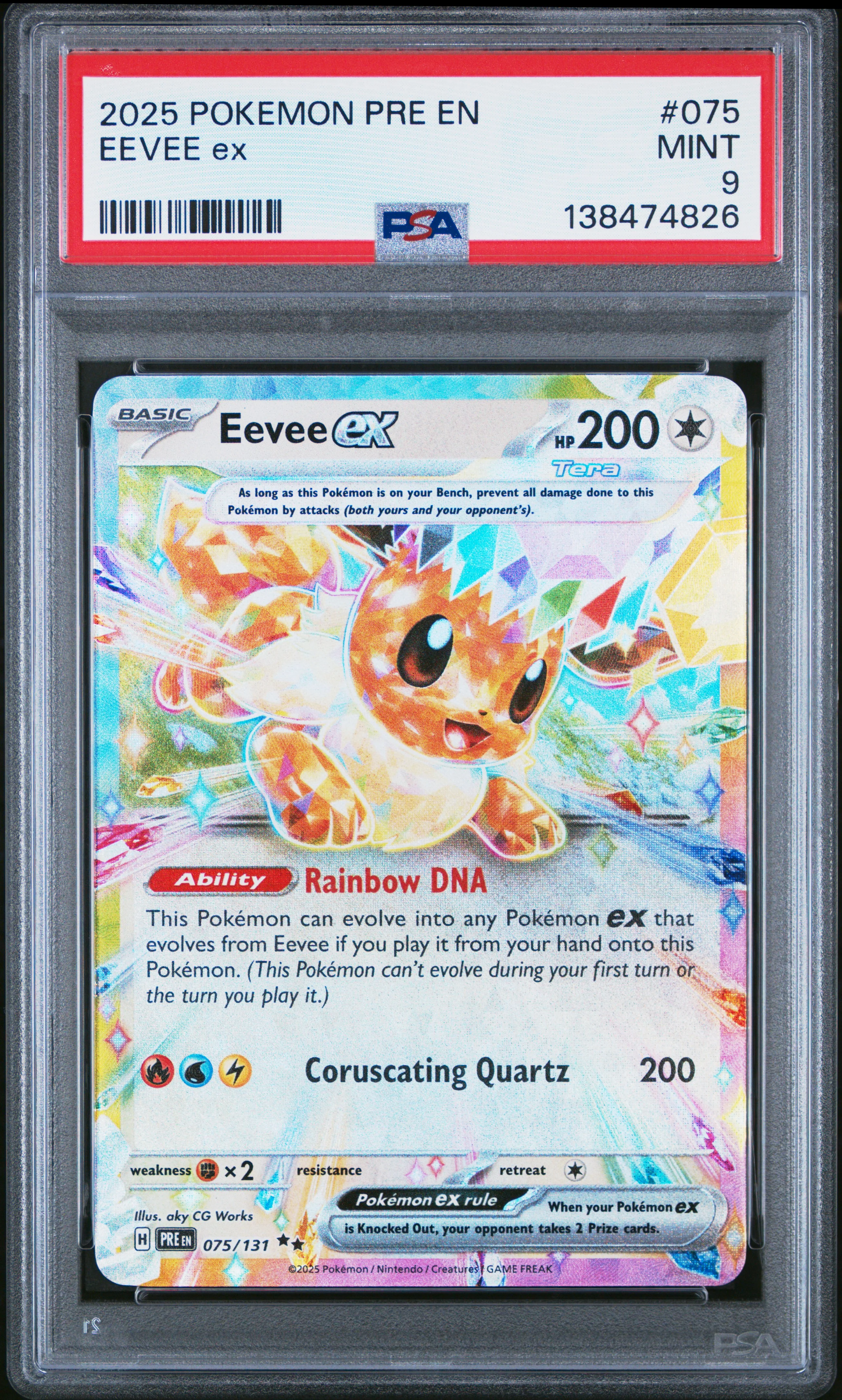 EEVEE ex | 2025 POKEMON PRE EN-PRISMATIC EVOLUTIONS 075 | PSA MINT 9