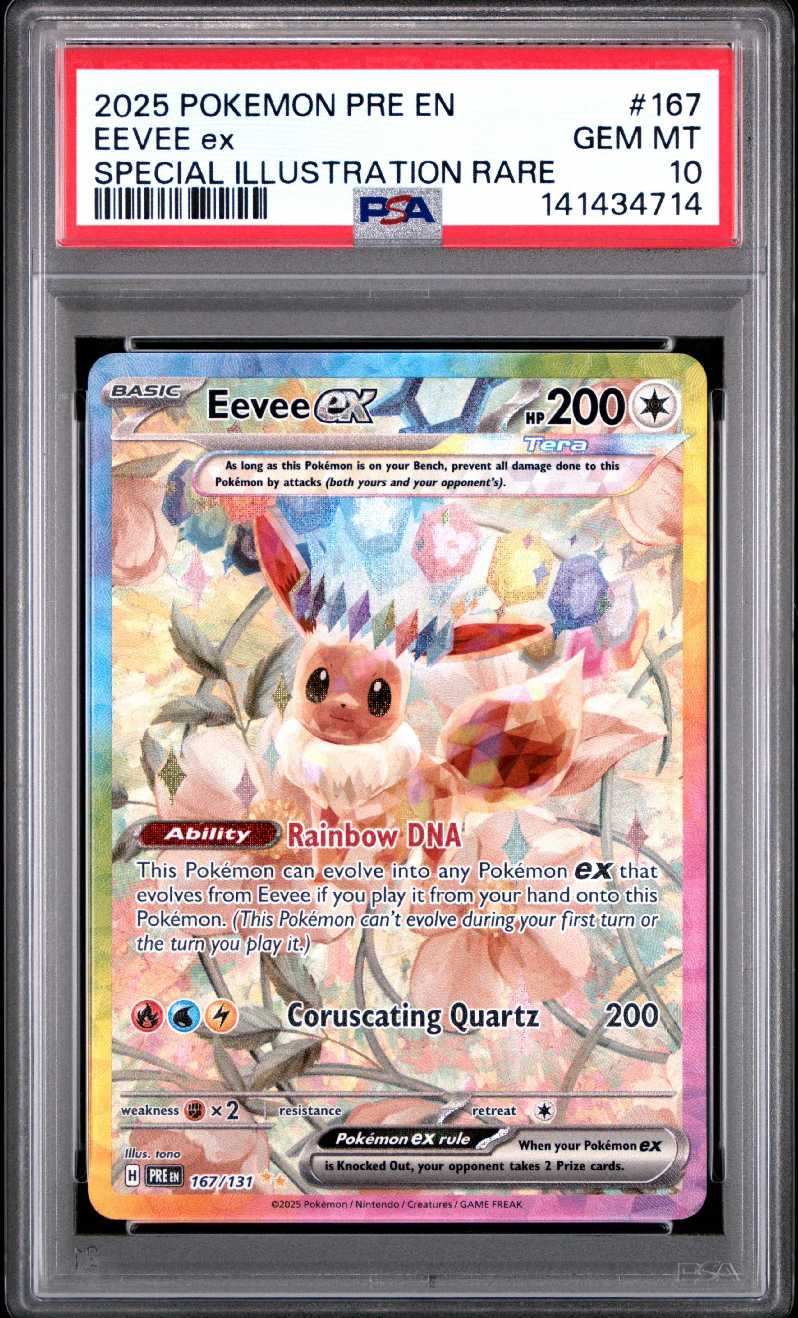 EEVEE ex | 2025 POKEMON PRE EN-PRISMATIC EVOLUTIONS 167 | SPECIAL ILLUSTRATION RARE | PSA GEM MT 10