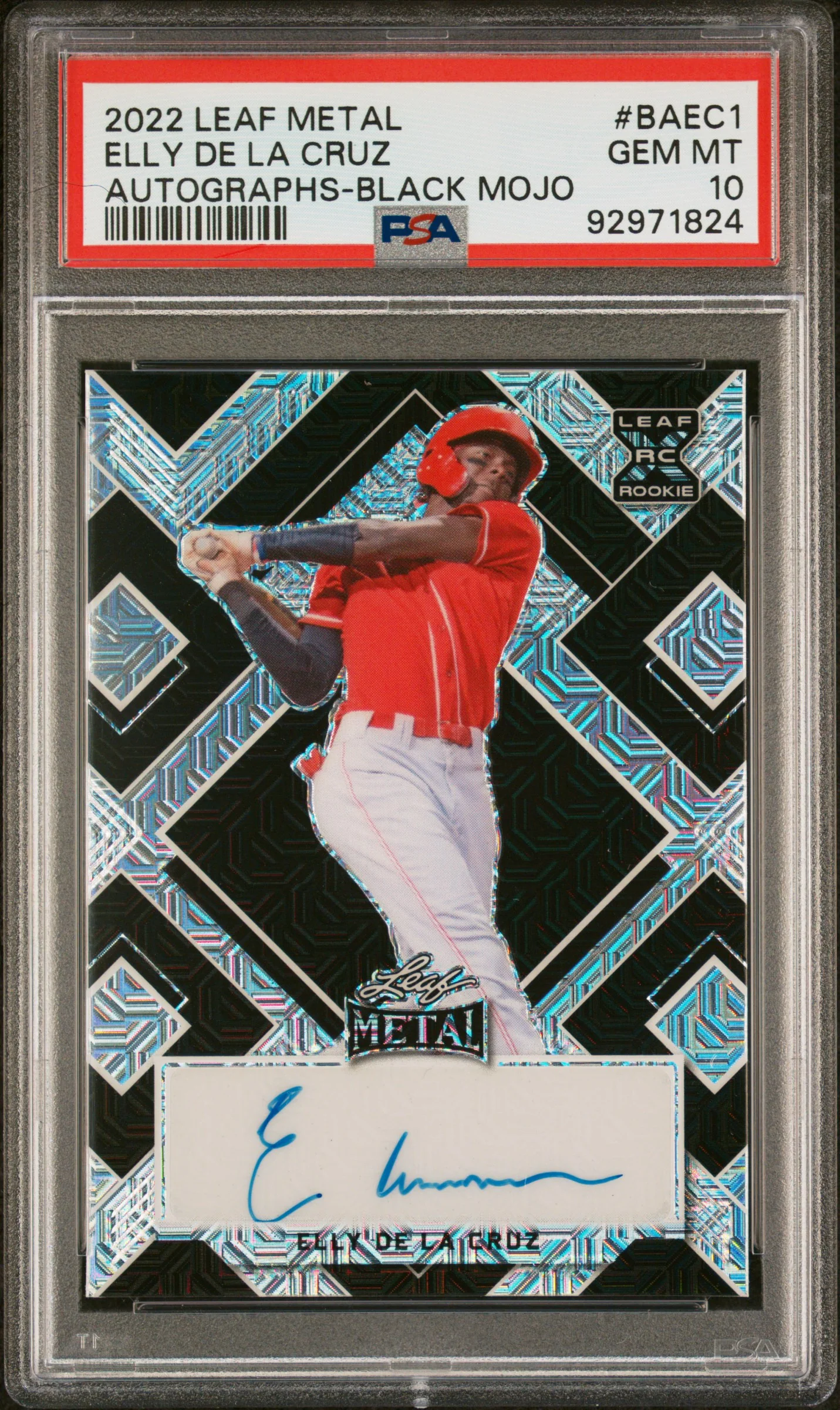 ELLY DE LA CRUZ | 2022 LEAF METAL AUTOGRAPHS BAEC1 | AUTOGRAPHS-BLACK MOJO | PSA GEM MT 10