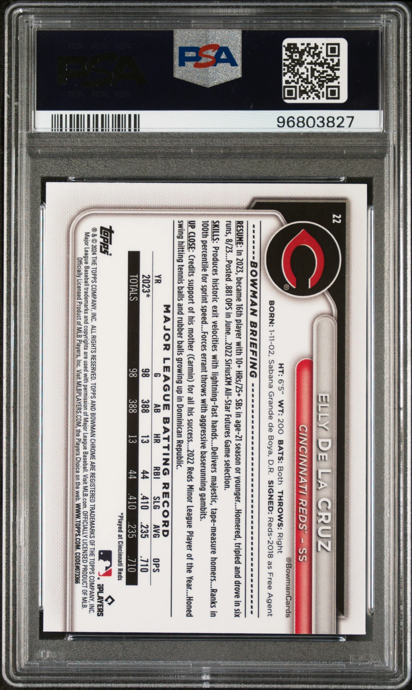 ELLY DE LA CRUZ | 2024 BOWMAN MEGA BOX CHROME 22 | PSA GEM MT 10 - Image 2