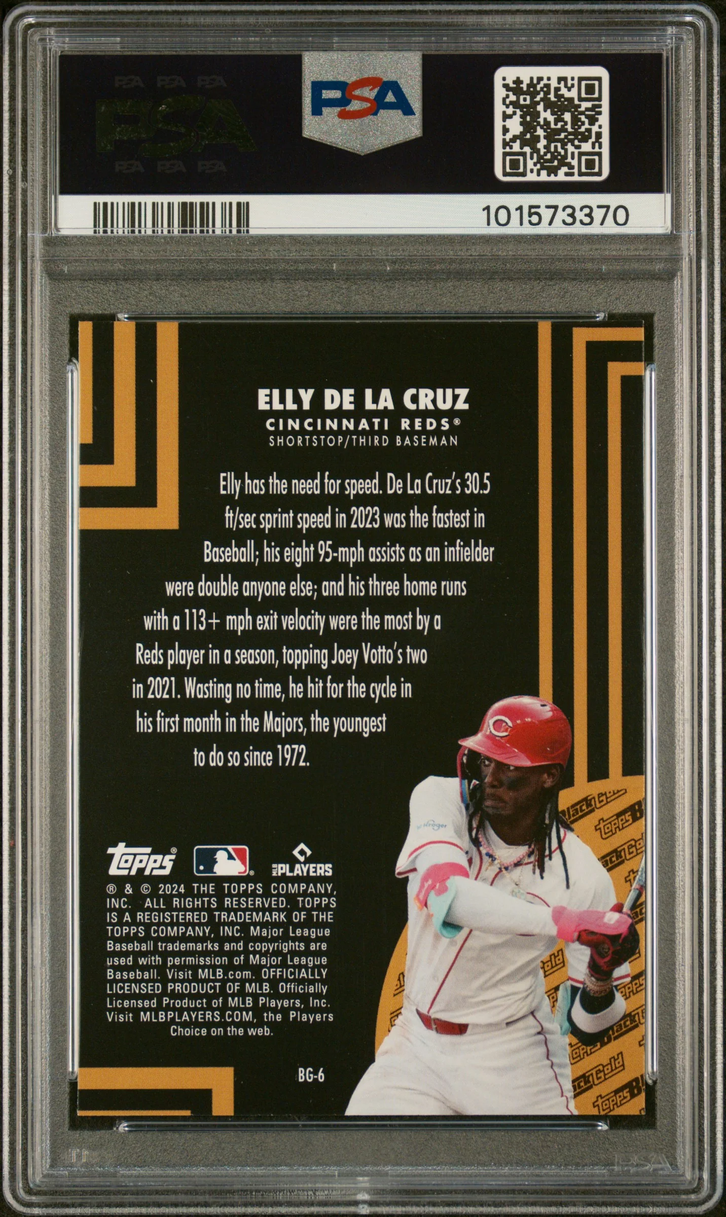 ELLY DE LA CRUZ | 2024 TOPPS UPDATE TOPPS BLACK GOLD BG6 | PSA GEM MT 10 - Image 2