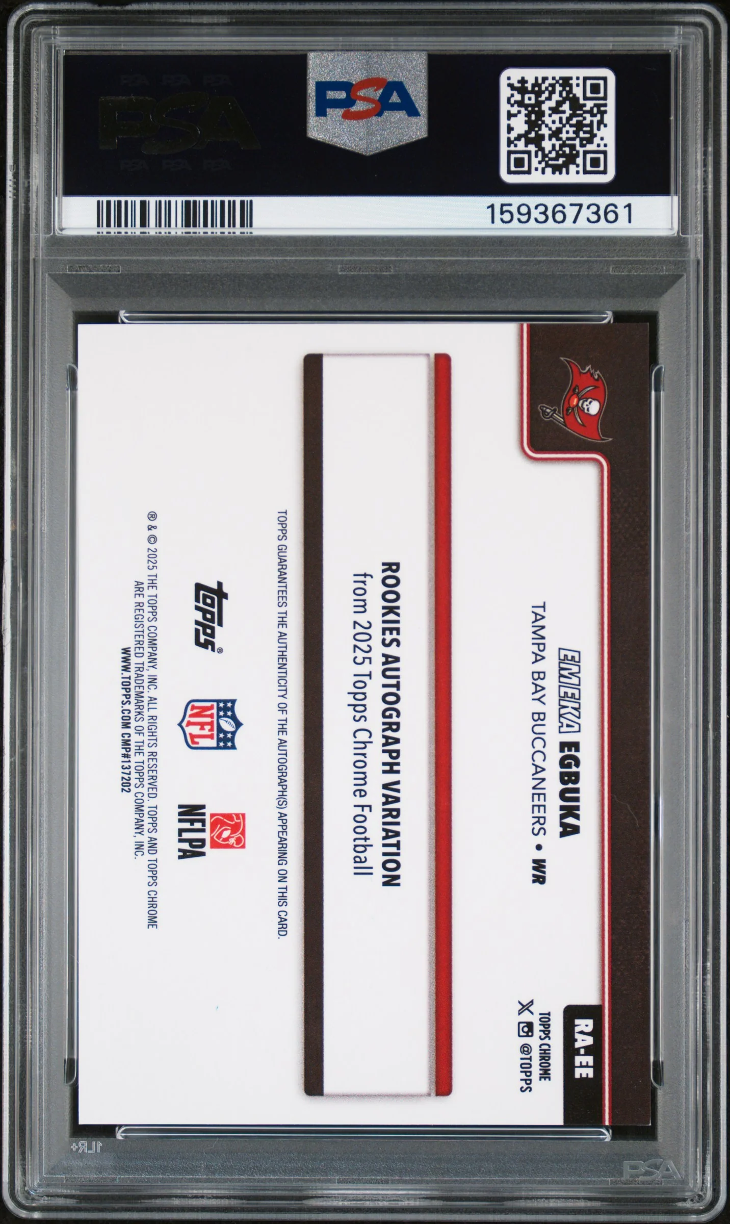EMEKA EGBUKA | 2025 TOPPS CHROME ROOKIES AUTOGRAPH EE | ROOKIE AU-GOLD REFRACTOR | PSA MINT 9 - Image 2