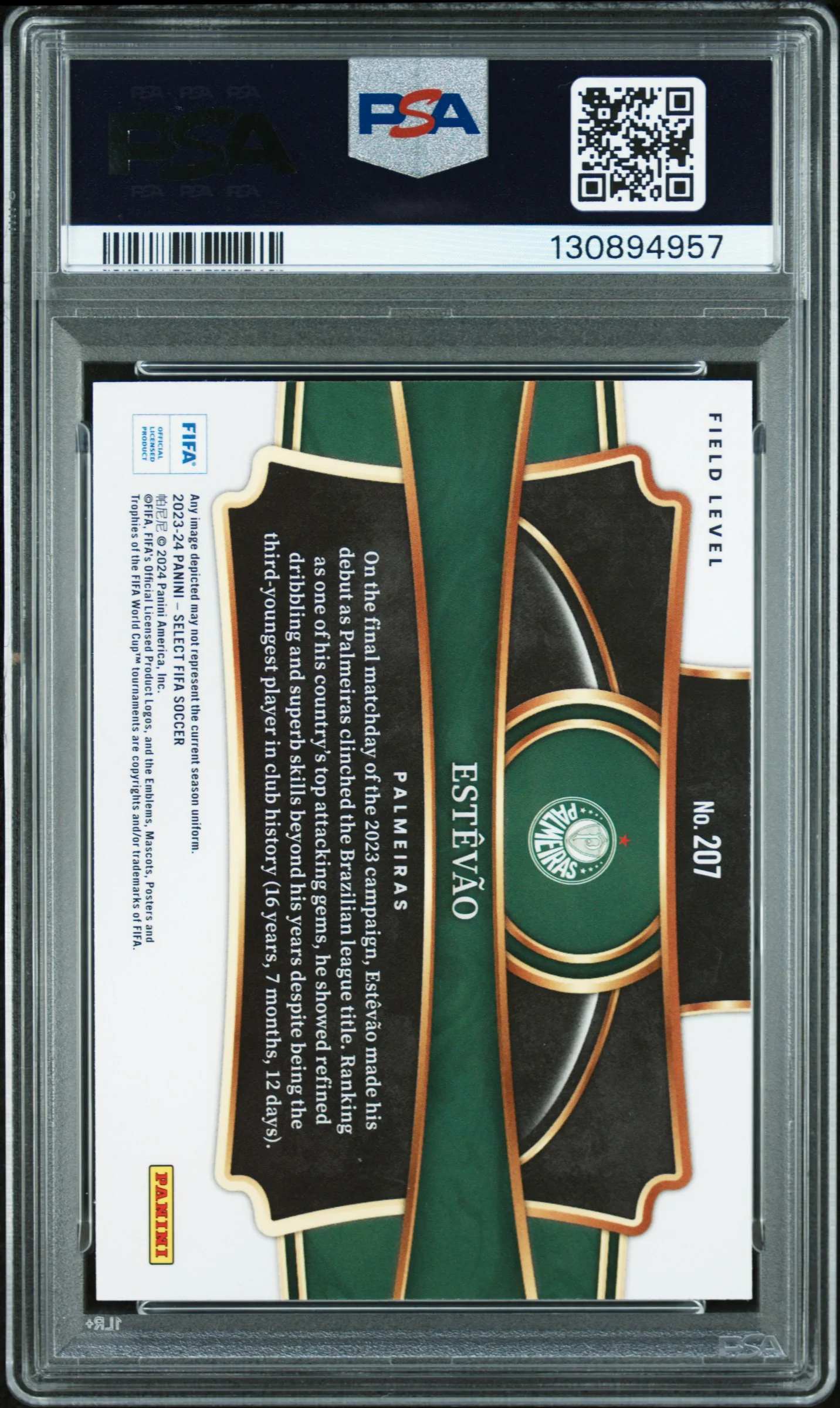 ESTEVAO | 2023-24 PANINI SELECT FIFA 207 | PSA GEM MT 10 - Image 2