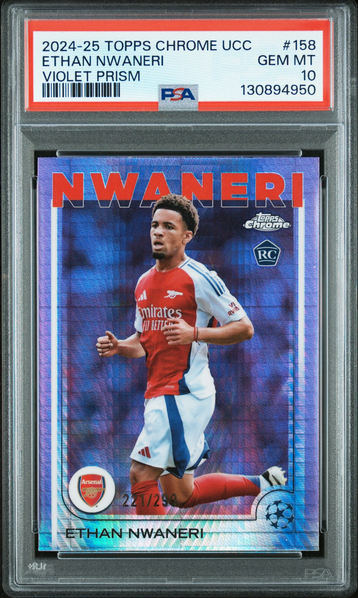 ETHAN NWANERI | 2024-25 TOPPS CHROME UEFA CLUB COMPETITIONS 158 | VIOLET PRISM | PSA GEM MT 10