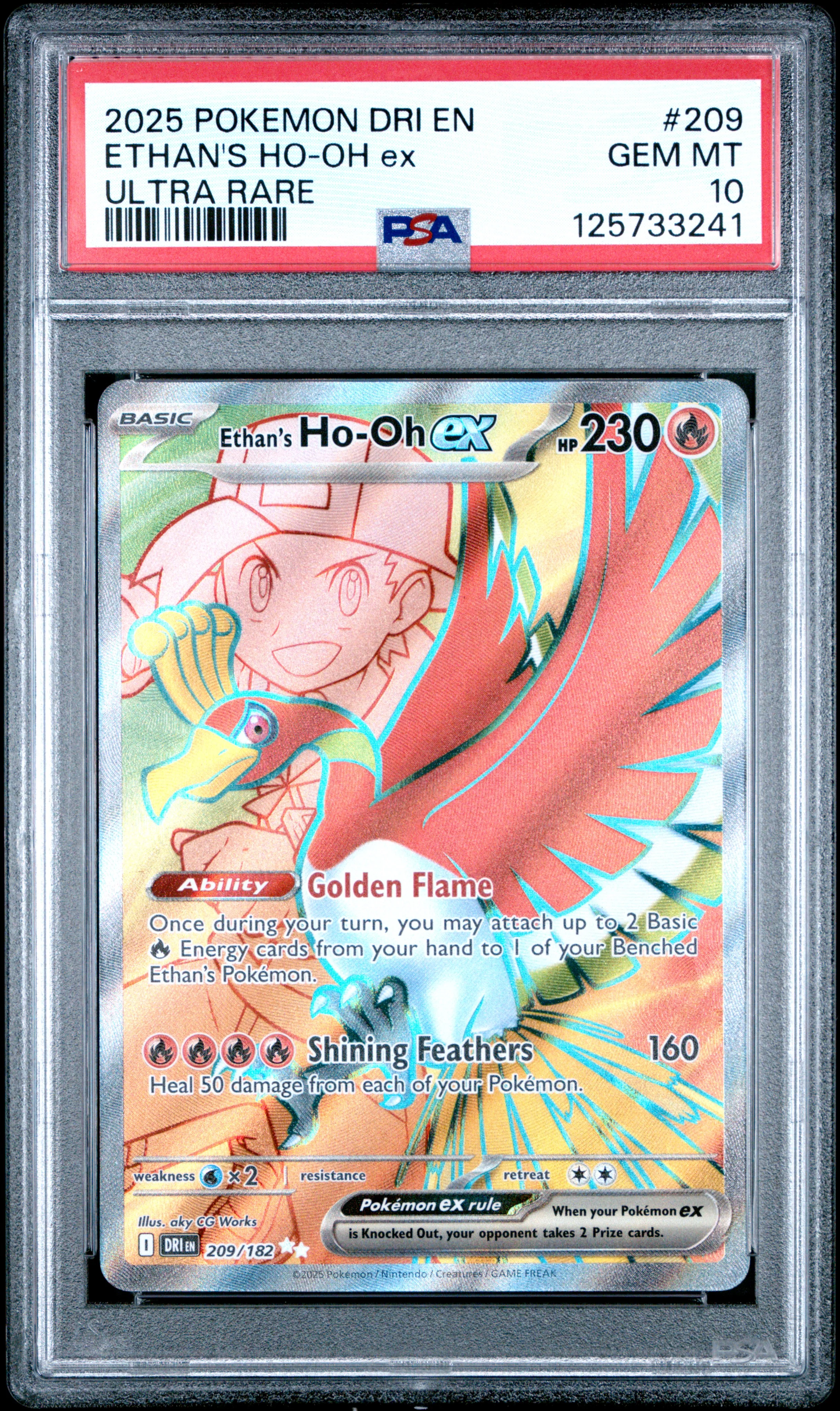 ETHAN'S HO-OH ex | 2025 POKEMON DRI EN-DESTINED RIVALS 209 | ULTRA RARE | PSA GEM MT 10