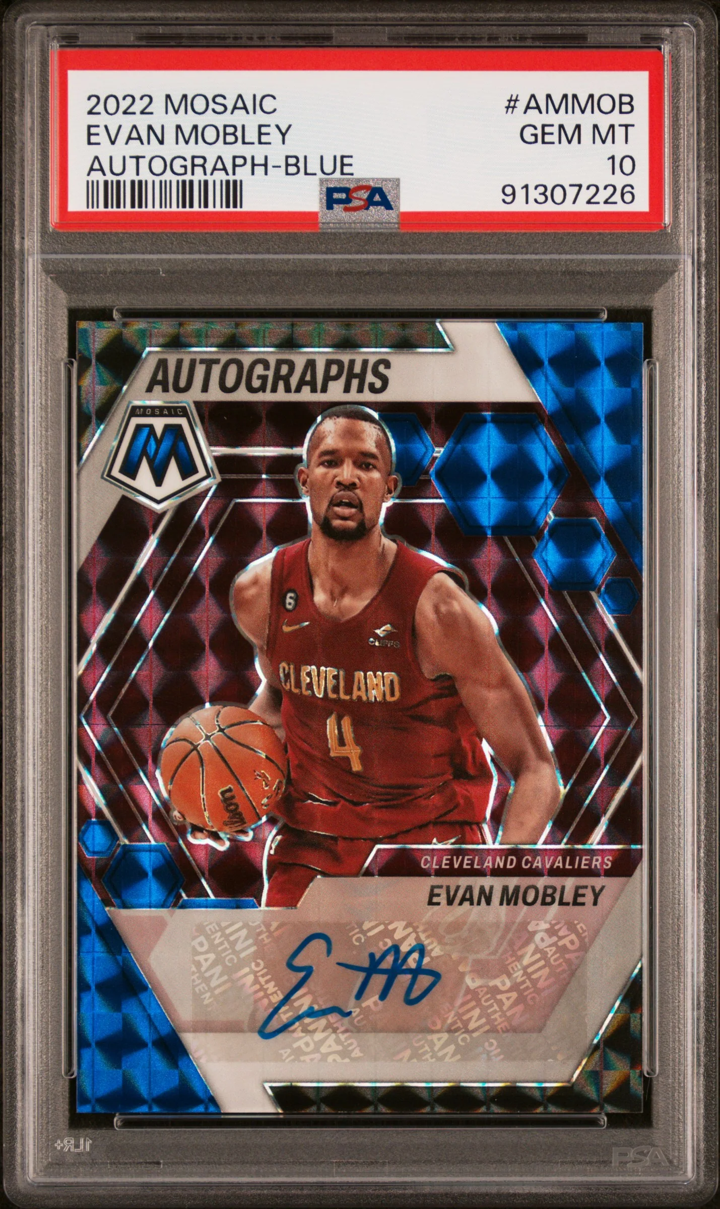EVAN MOBLEY | 2022 PANINI MOSAIC AUTOGRAPHS MOSAIC AMMOB | AUTOGRAPH-BLUE | PSA GEM MT 10