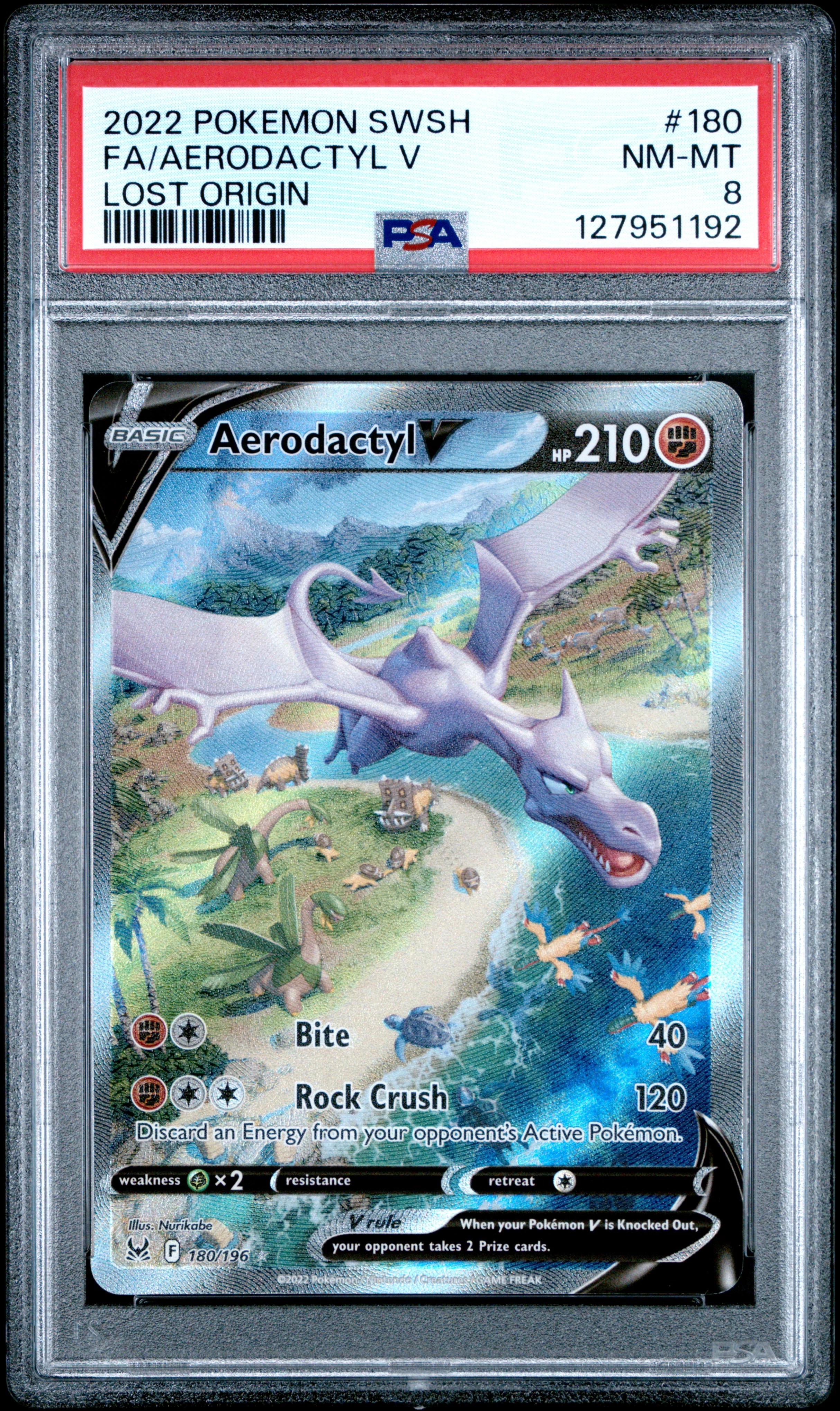 FA/AERODACTYL V | 2022 POKEMON SWORD & SHIELD LOST ORIGIN 180 | LOST ORIGIN | PSA NM-MT 8