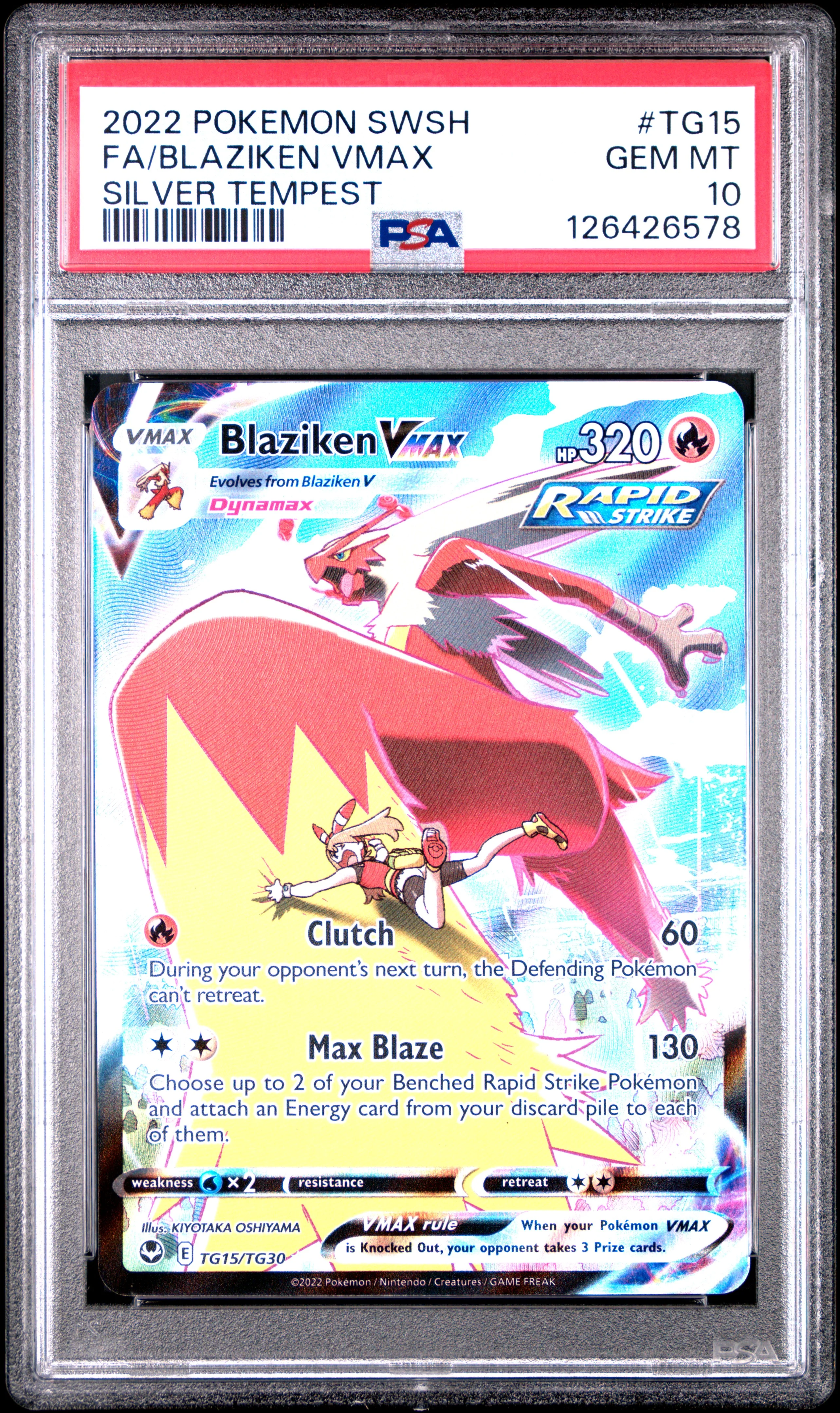 FA/BLAZIKEN VMAX | 2022 POKEMON SWORD & SHIELD SILVER TEMPEST TG15 | SILVER TEMPEST | PSA GEM MT 10