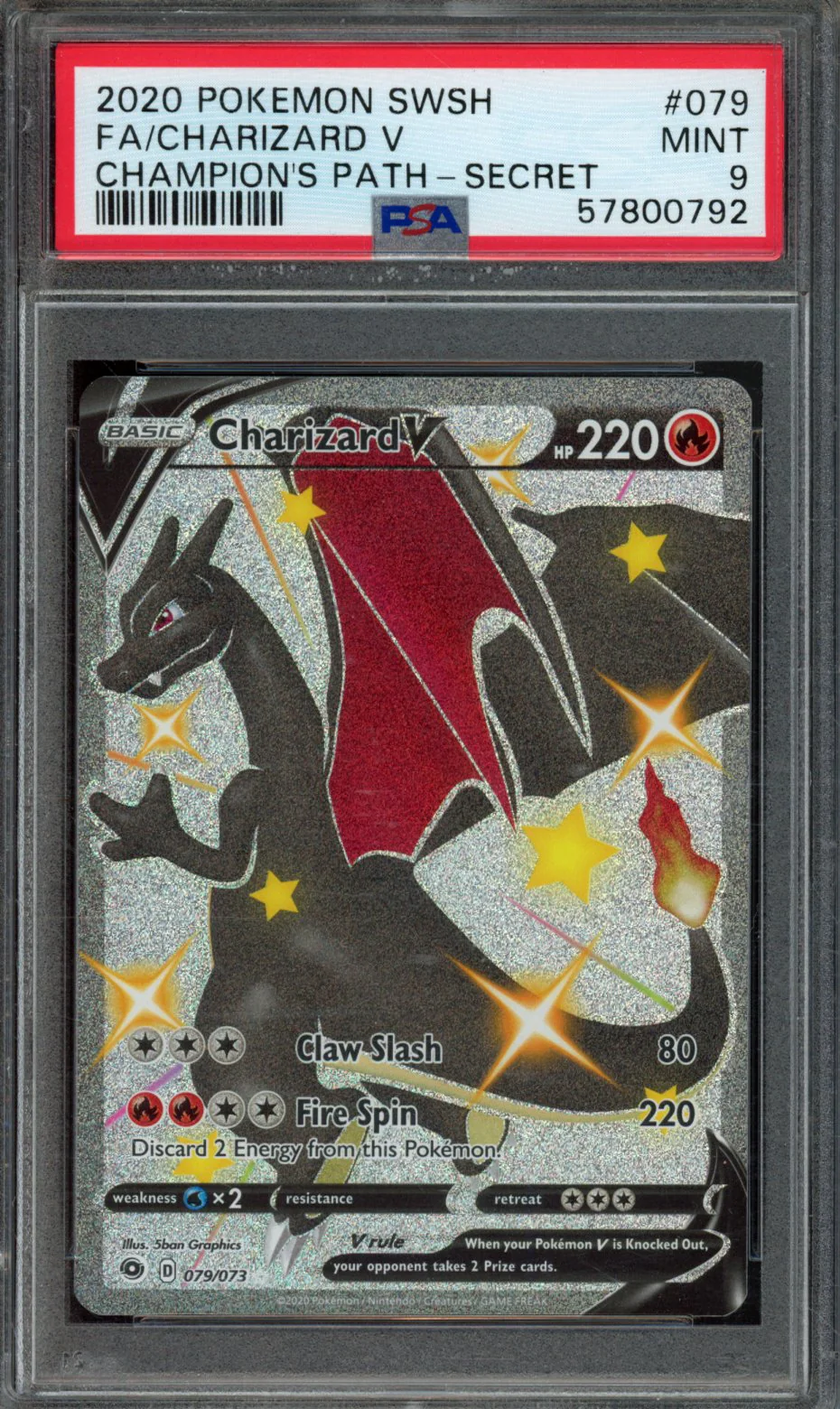 FA/CHARIZARD V | 2020 POKEMON SWORD & SHIELD CHAMPION'S PATH | PSA MINT 9