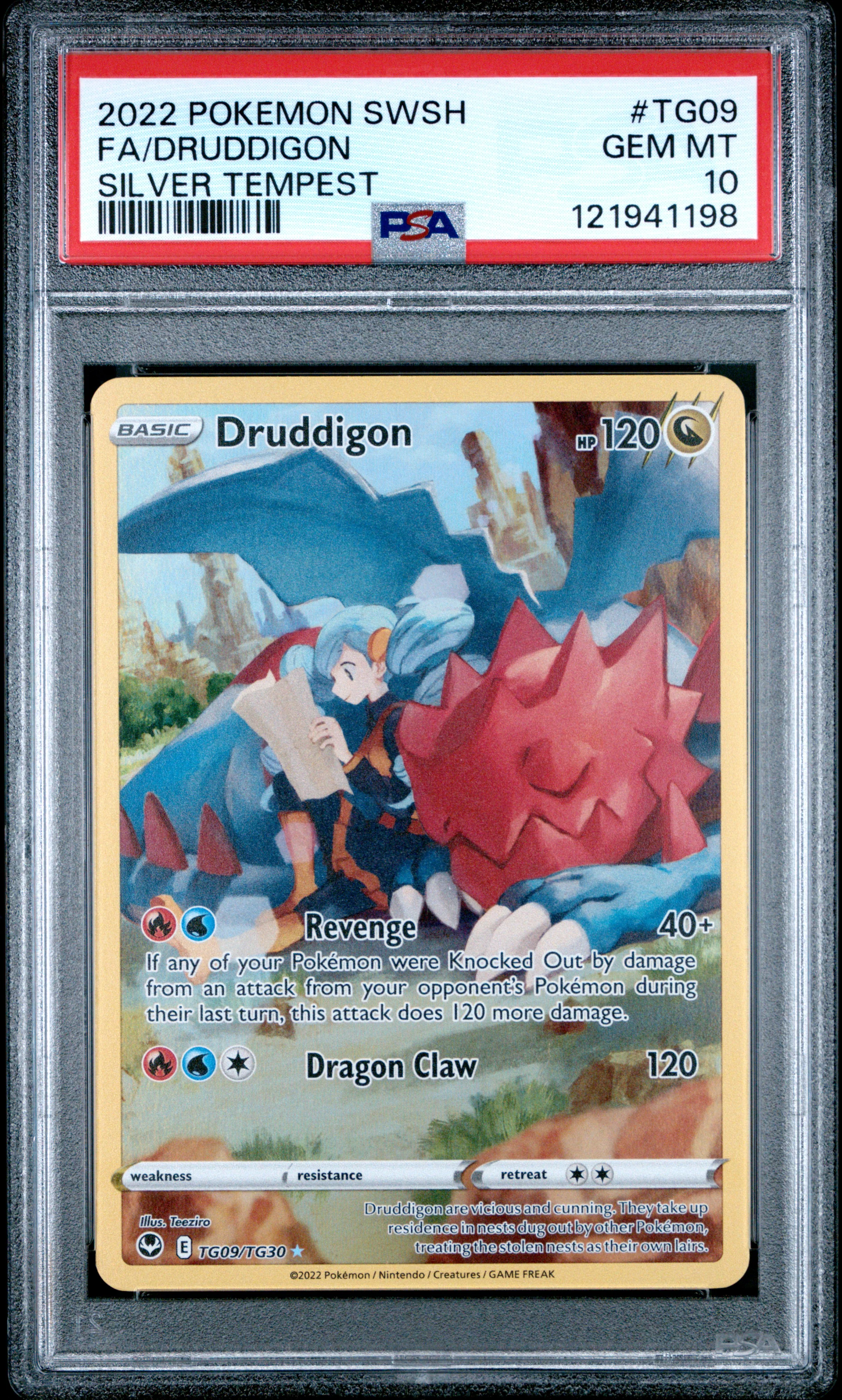 FA/DRUDDIGON | 2022 POKEMON SWORD & SHIELD SILVER TEMPEST TG09 | SILVER TEMPEST | PSA GEM MT 10