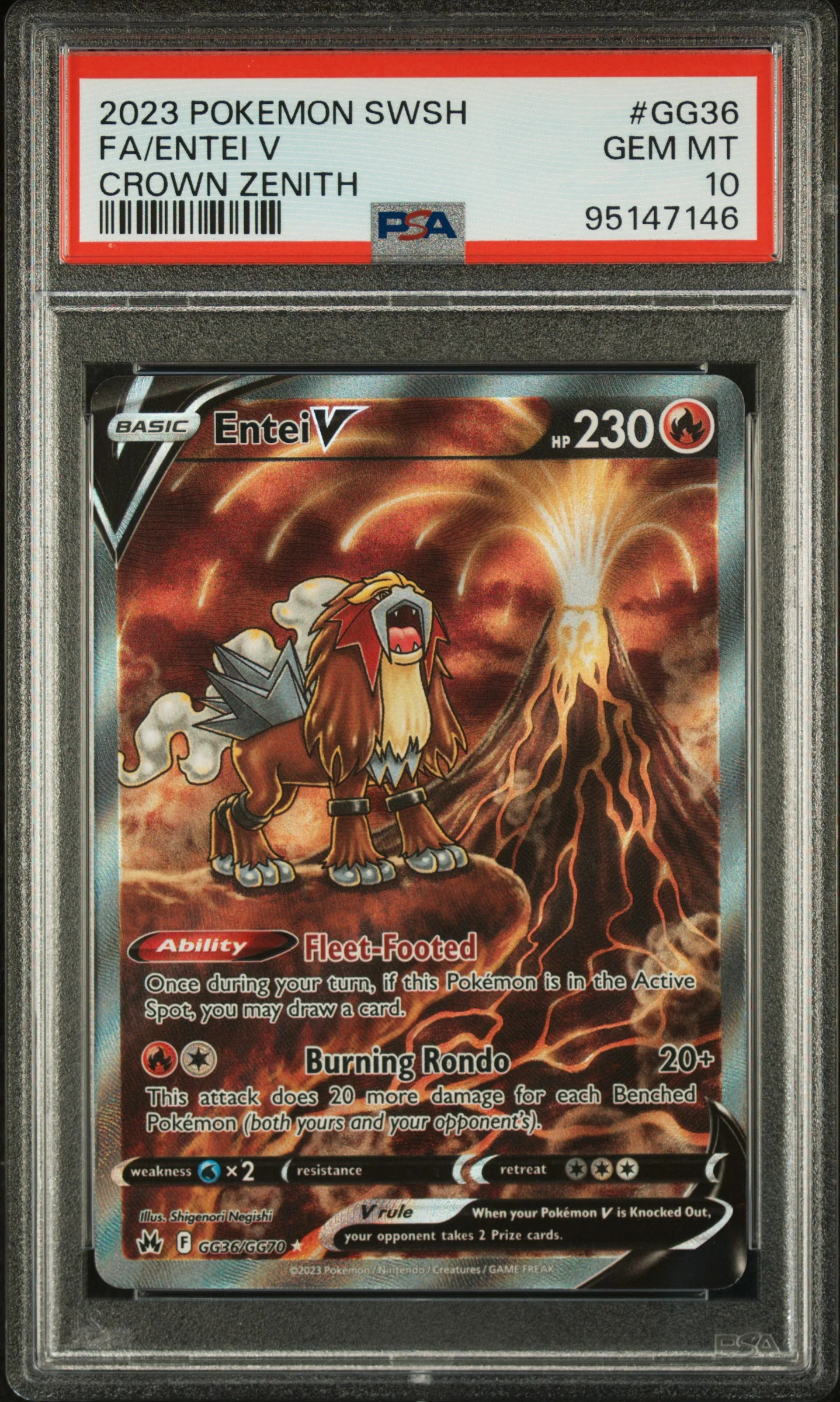 FA/ENTEI V | 2023 POKEMON SWORD AND SHIELD CROWN ZENITH GG36 | CROWN ZENITH | PSA GEM MT 10