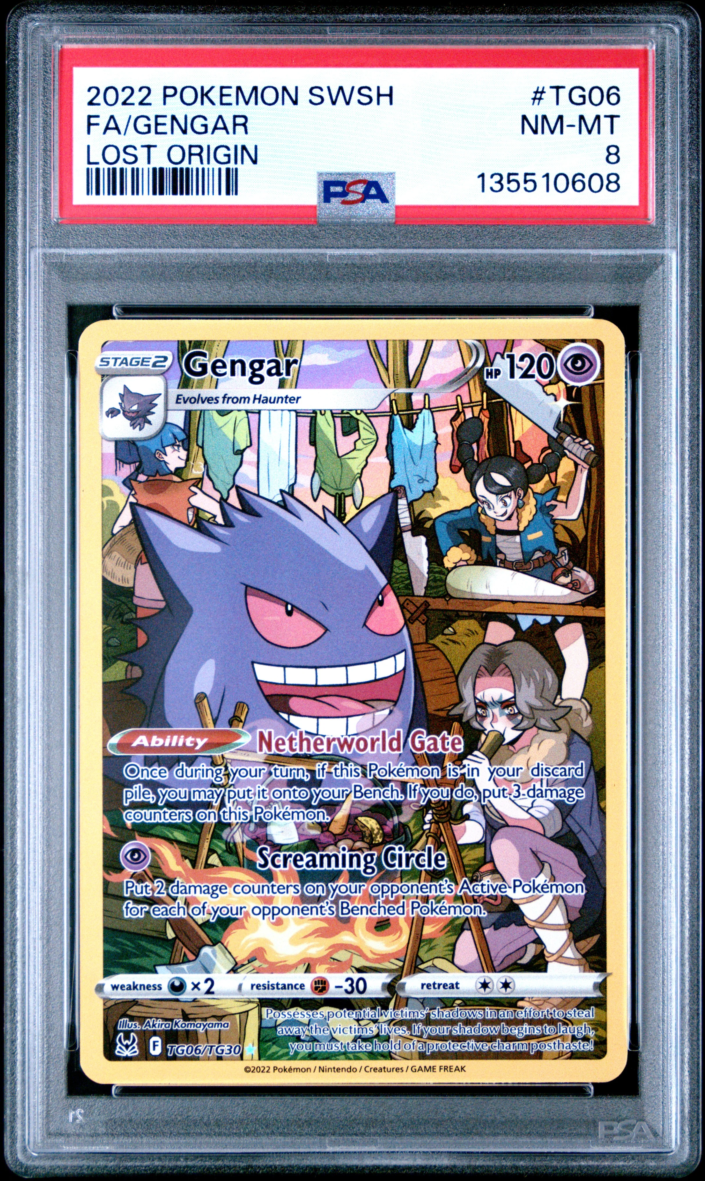 FA/GENGAR | 2022 POKEMON SWORD & SHIELD LOST ORIGIN TG06 | LOST ORIGIN | PSA NM-MT 8