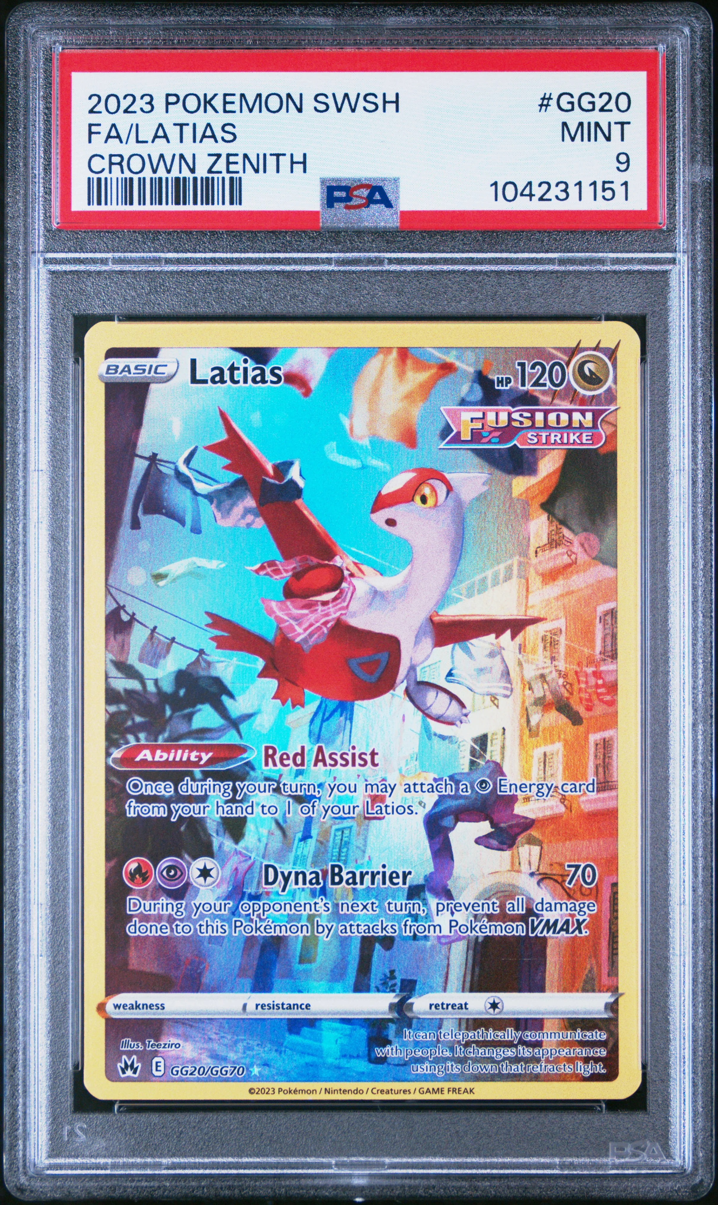 FA/LATIAS | 2023 POKEMON SWORD AND SHIELD CROWN ZENITH GG20 | CROWN ZENITH | PSA MINT 9